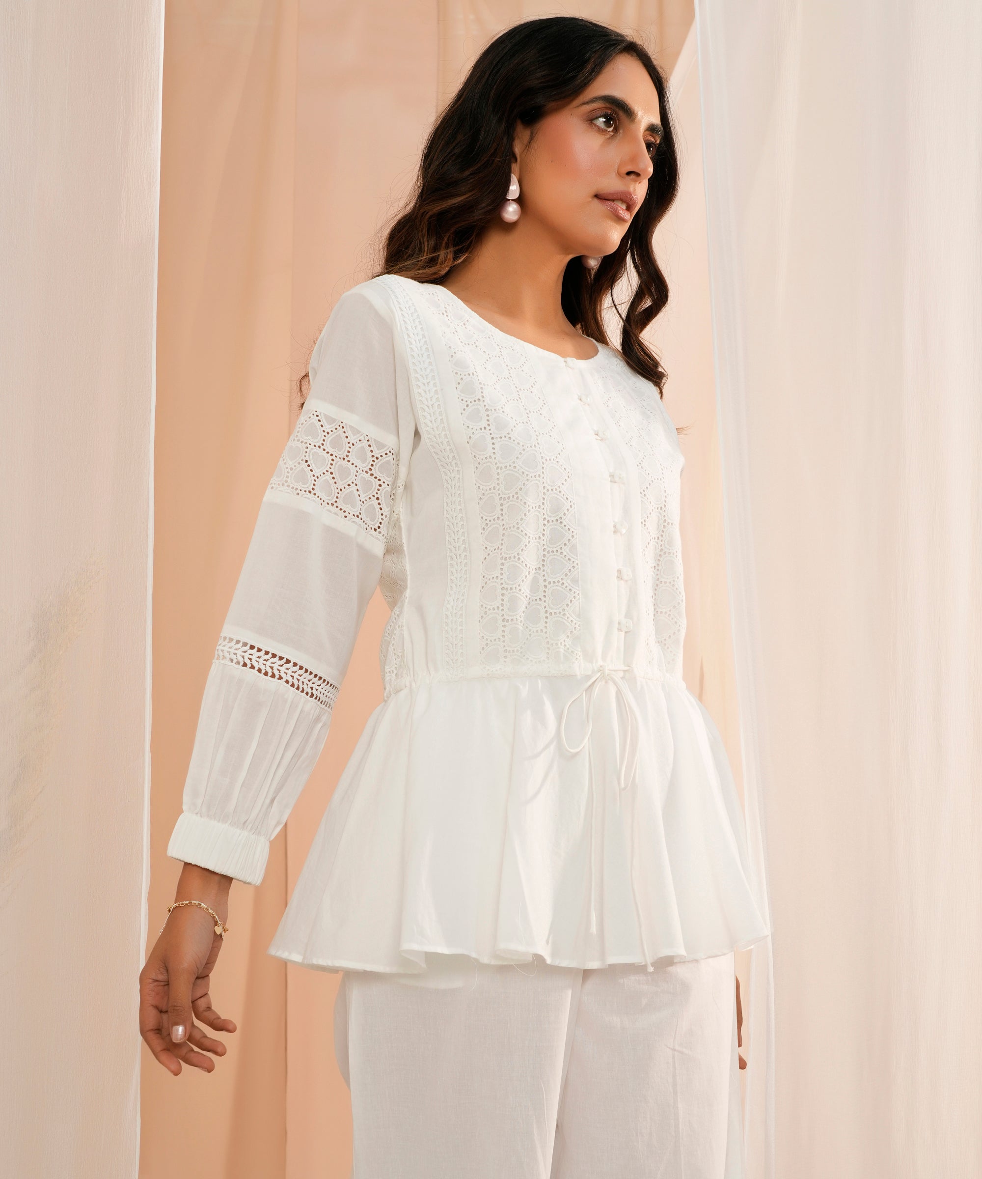 White  Cotton A-Line Kurti