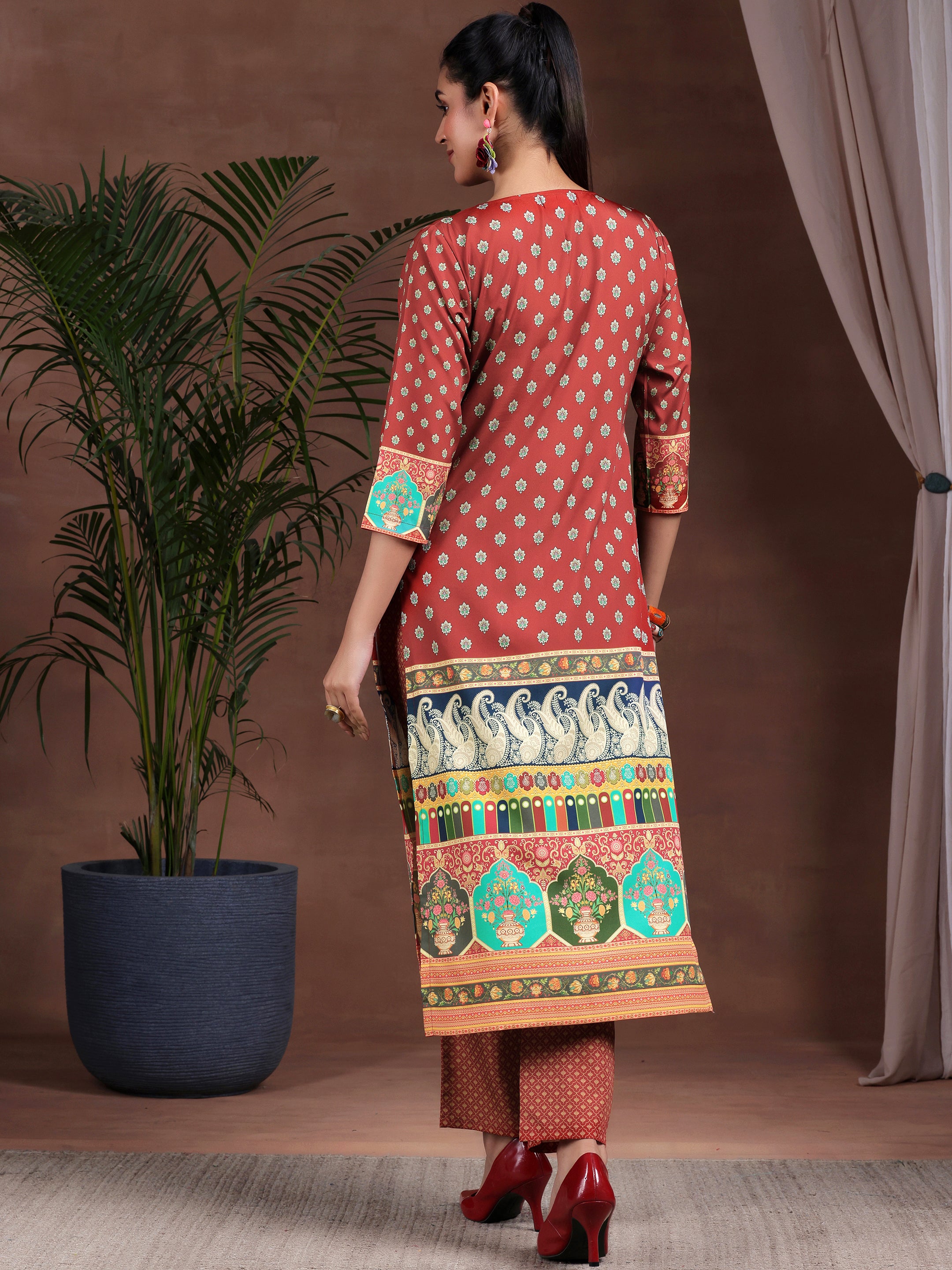 Multi Printed Poly Crepe Straight Suit With Dupatta