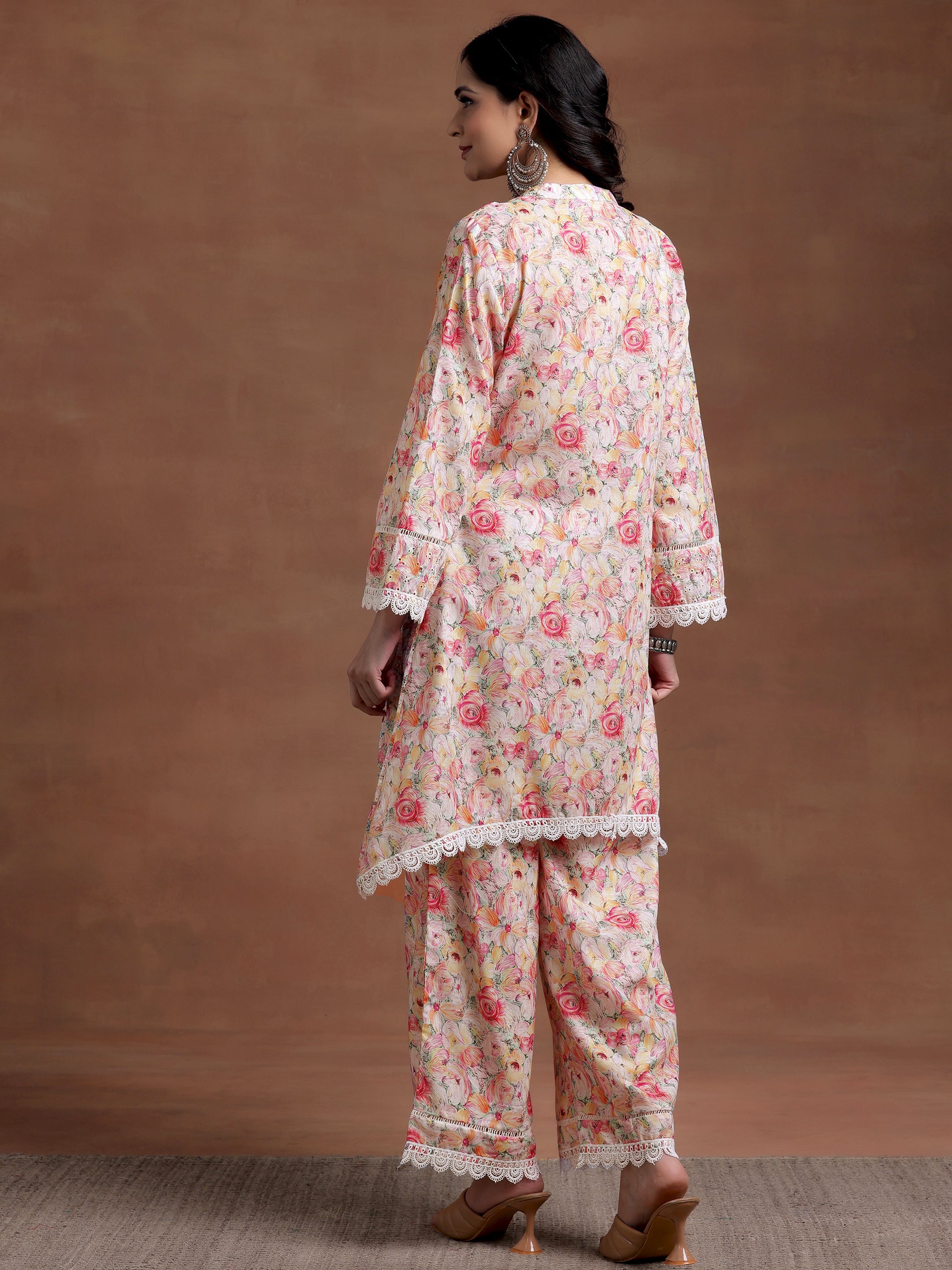 Multi Printed Cotton A-Line Kurta With Palazzos