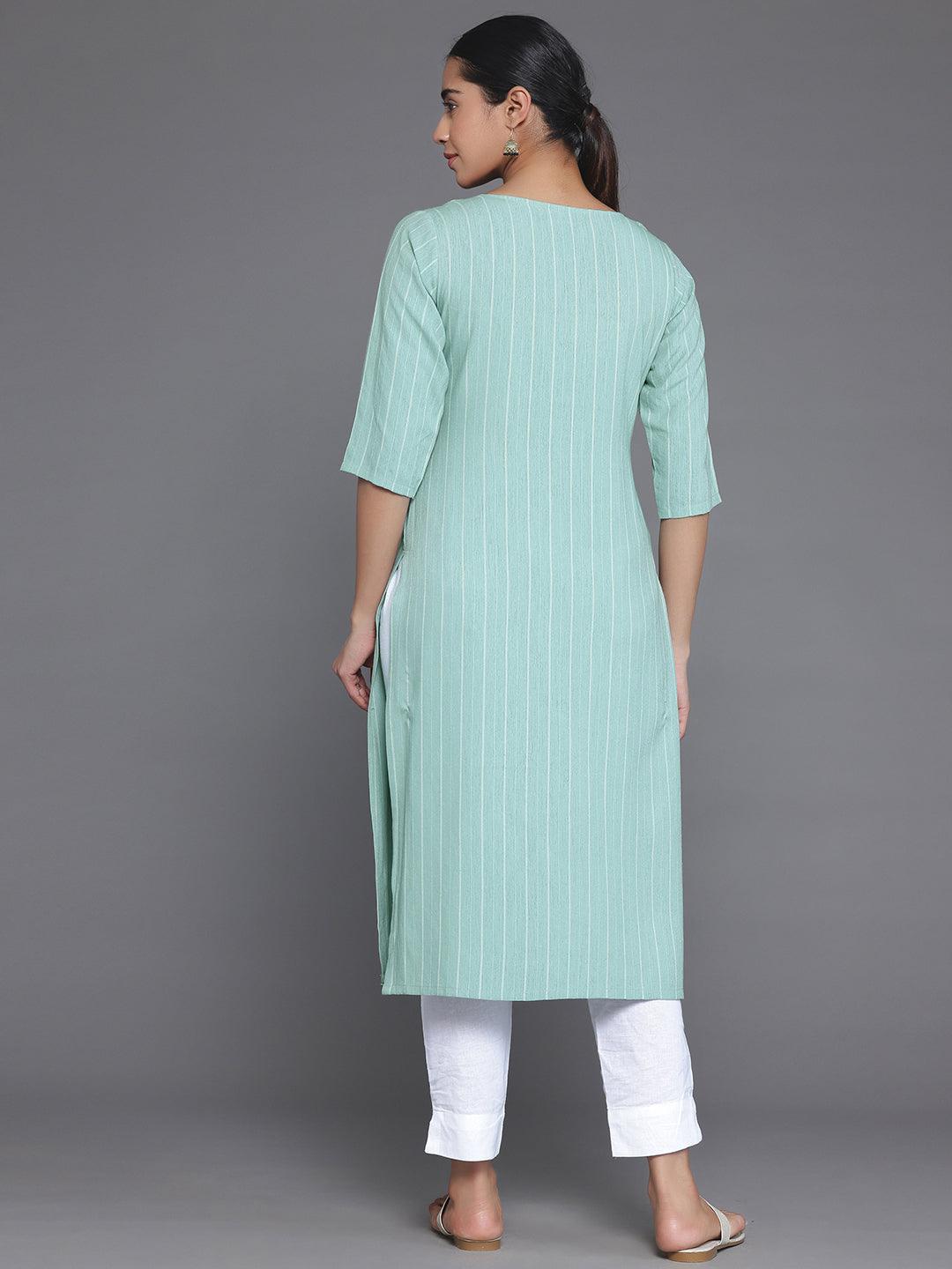 Green Yoke Design Rayon Straight Kurta