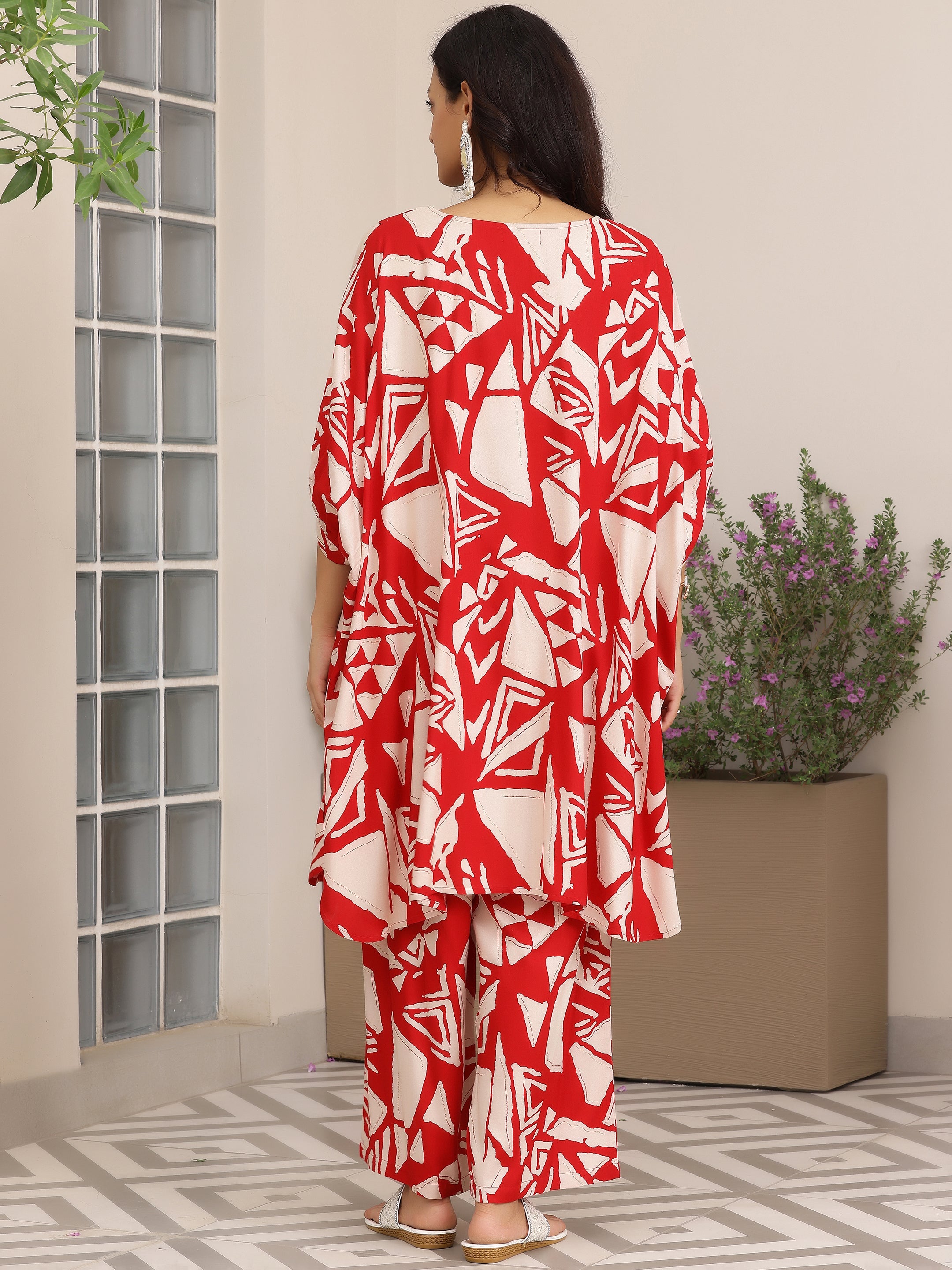 Red Printed Rayon Co-Ords