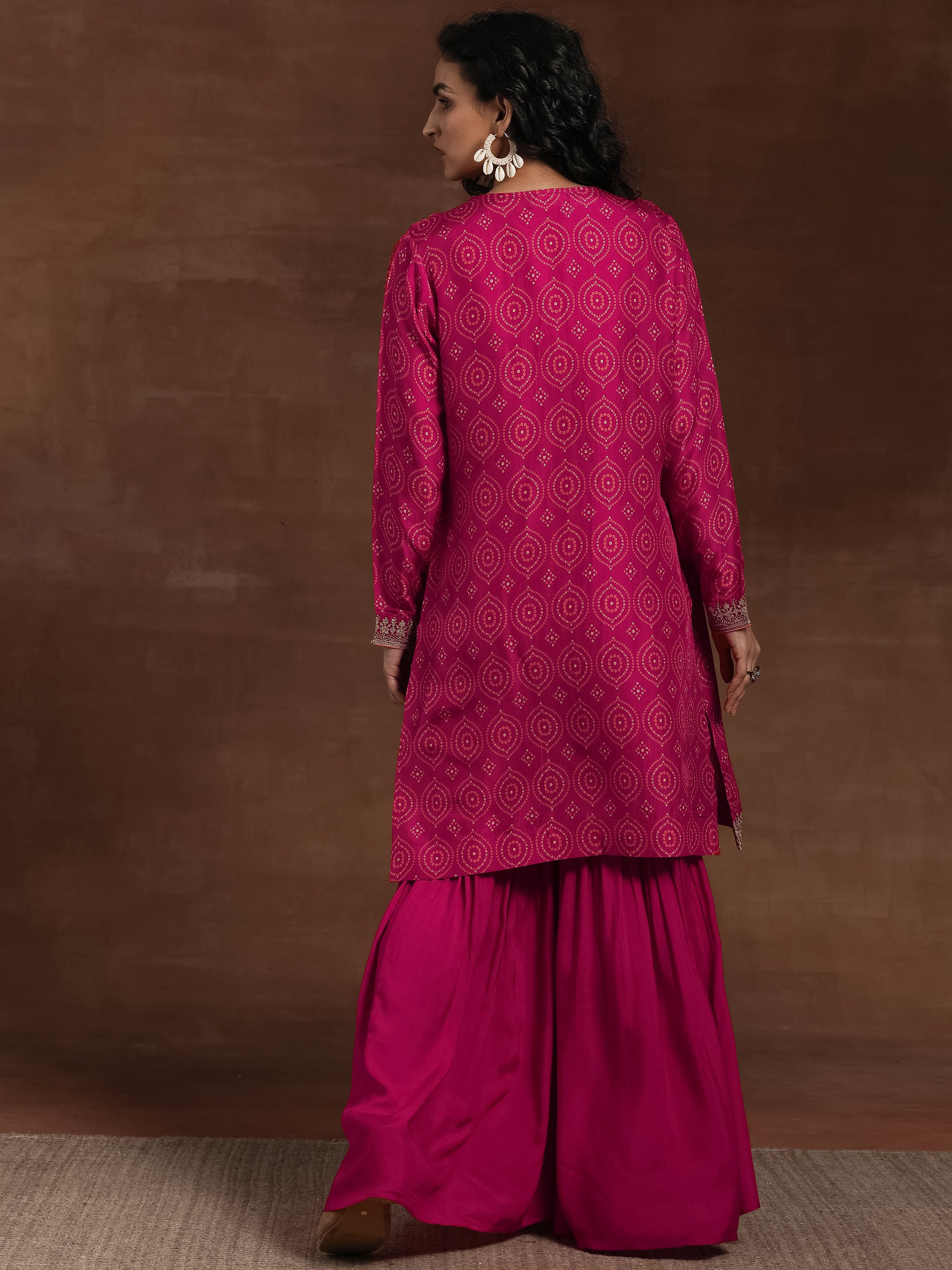 Pink Embroidered Silk Blend 3 Piece Co-Ords