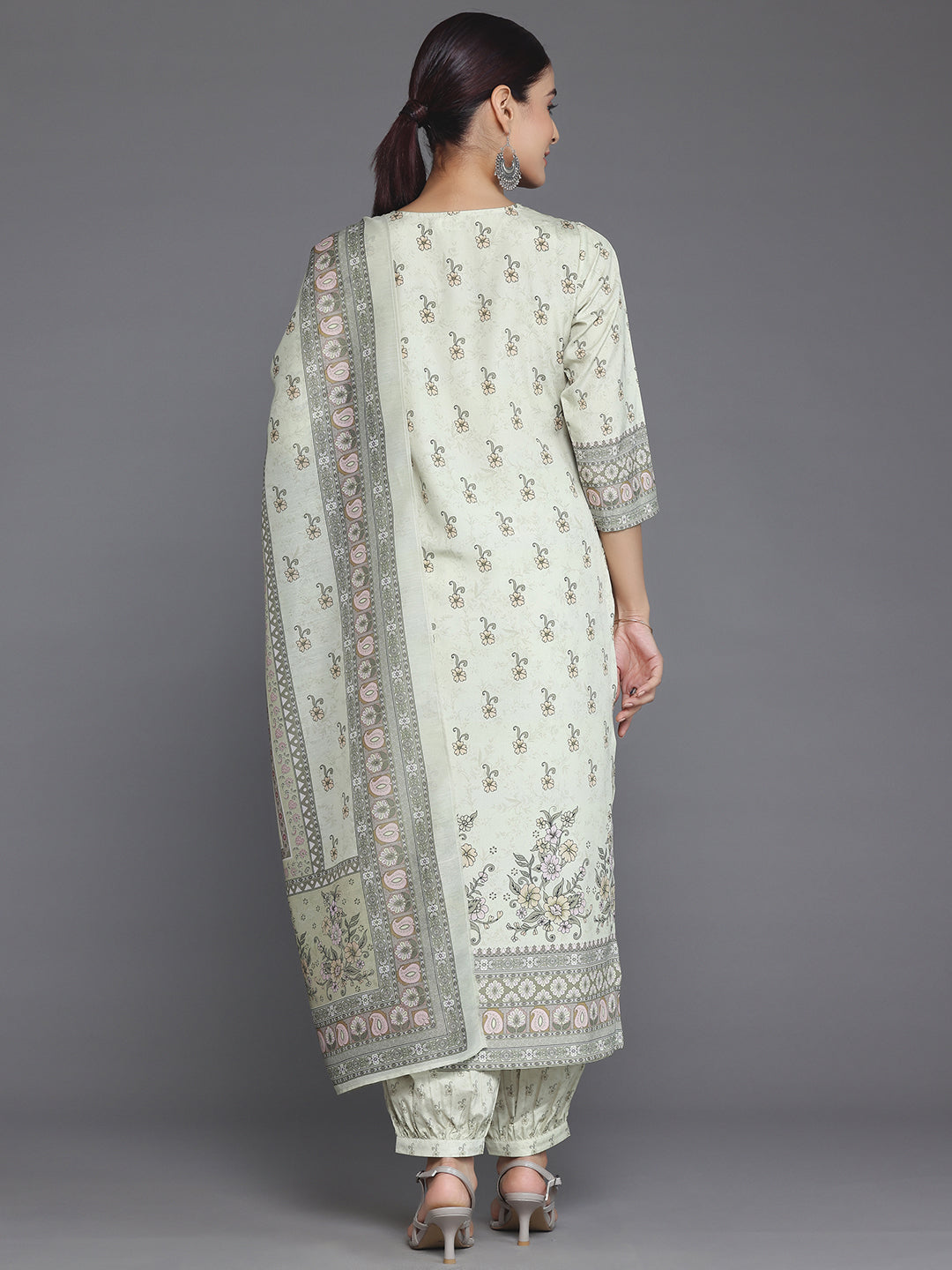 Lemon Printed Poly Crepe Straight Suit With Dupatta