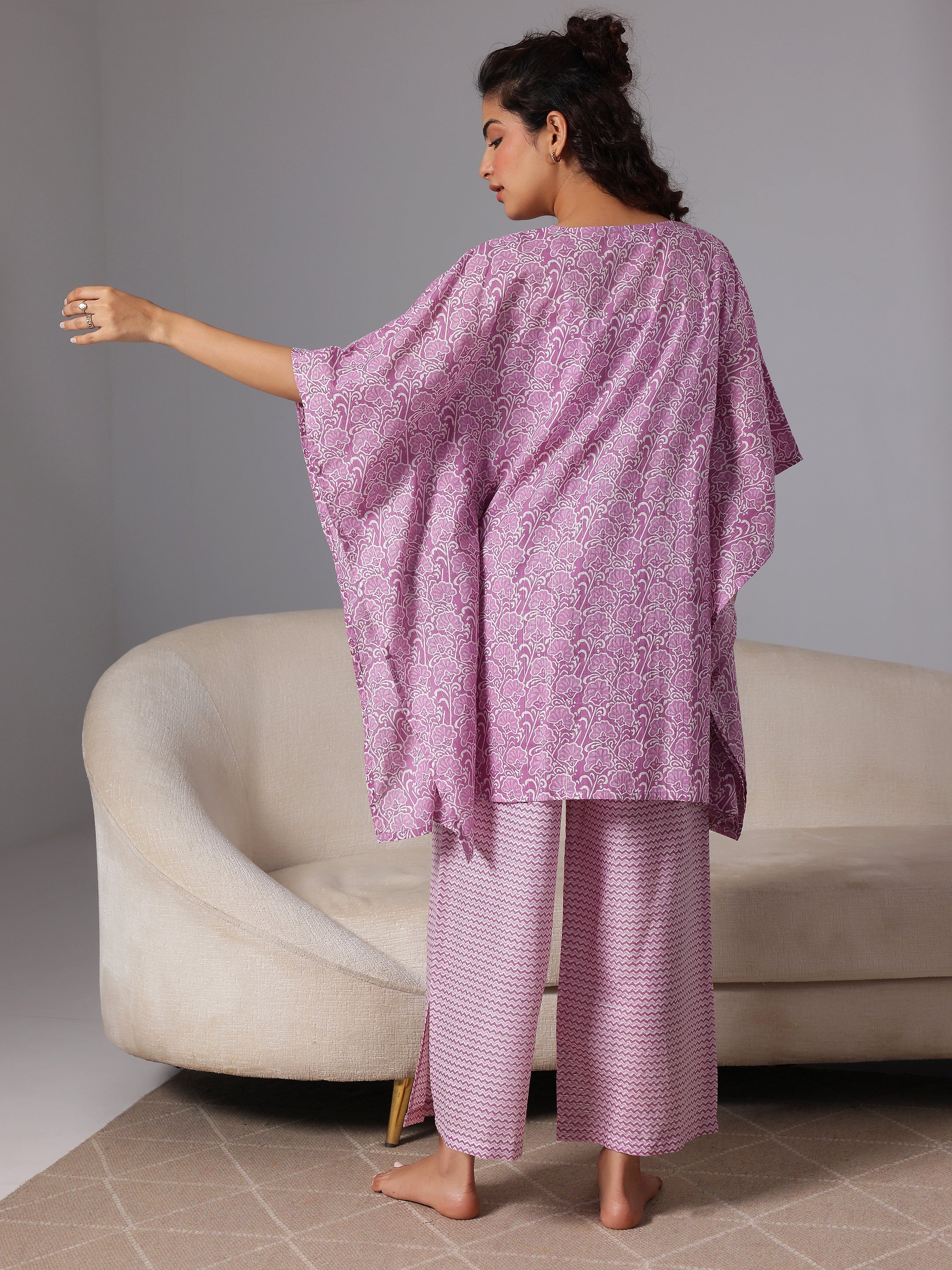 Purple Printed Cotton Night Suits