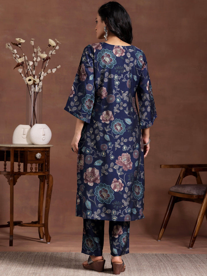 Blue Printed Silk Blend Co-Ords - Libas