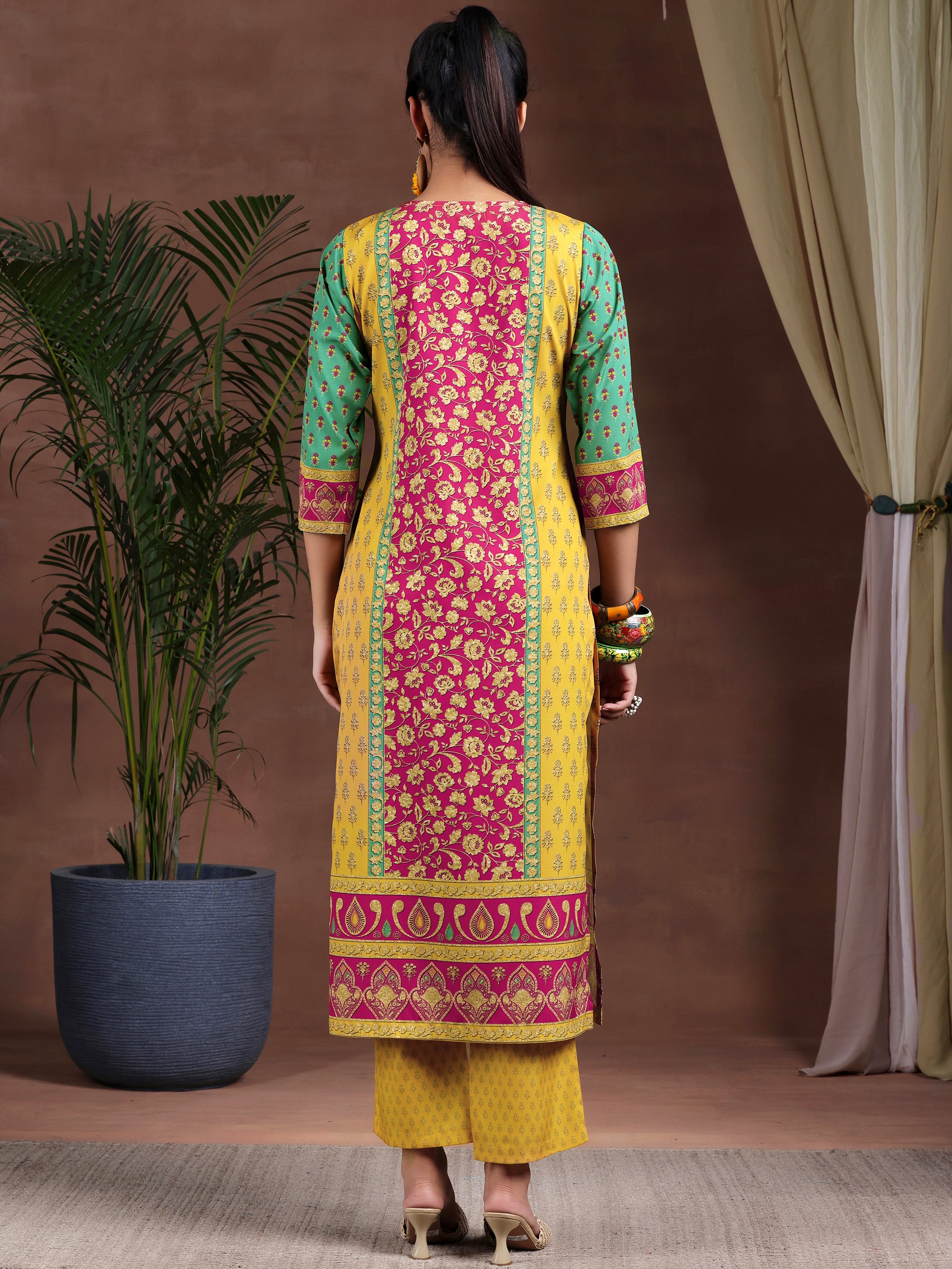 Multi Printed Poly Crepe Straight Suit With Dupatta