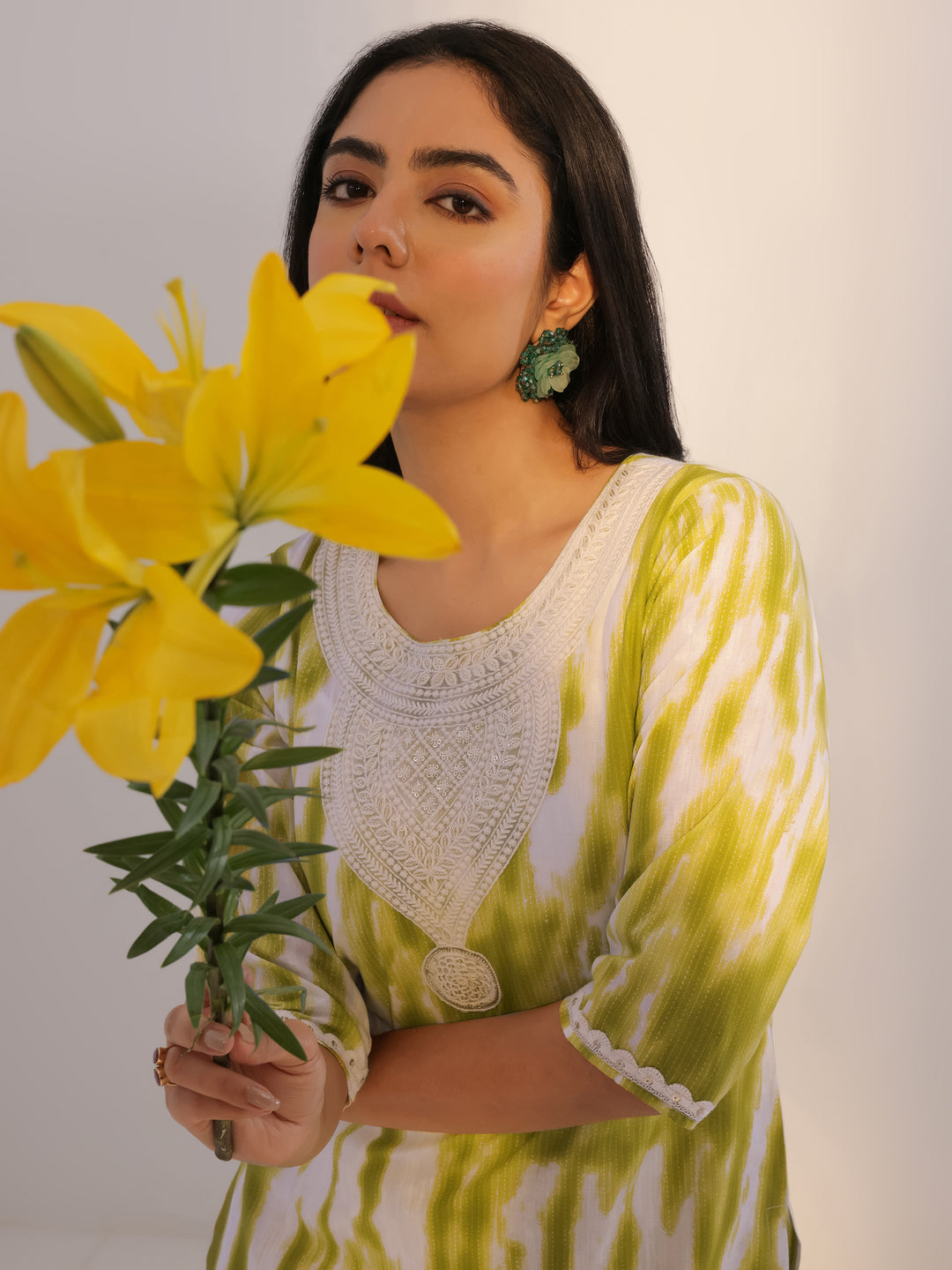 Green Printed Cotton Straight Suit With Dupatta