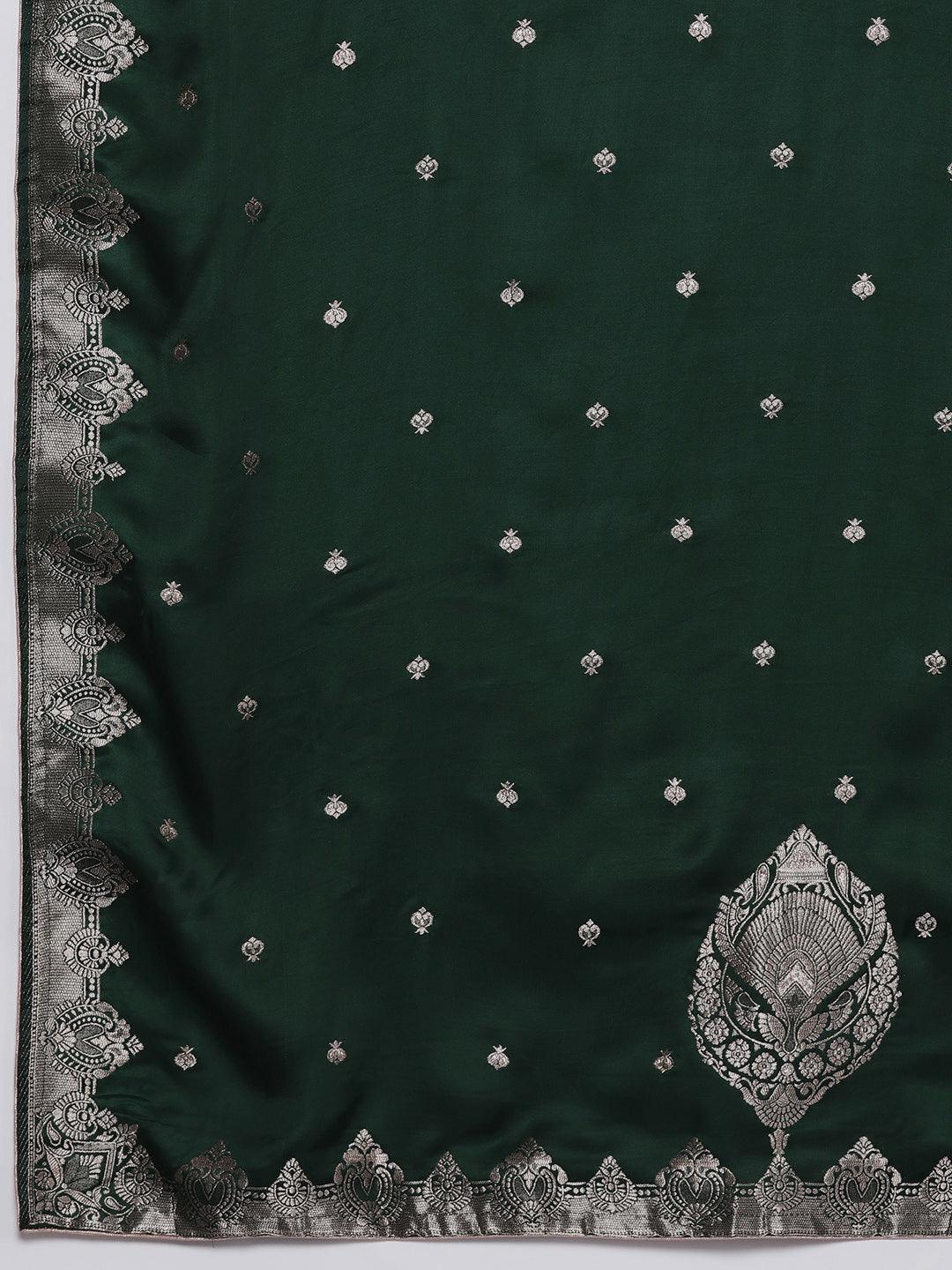 Libas Art Green Embroidered Silk Straight Suit With Dupatta