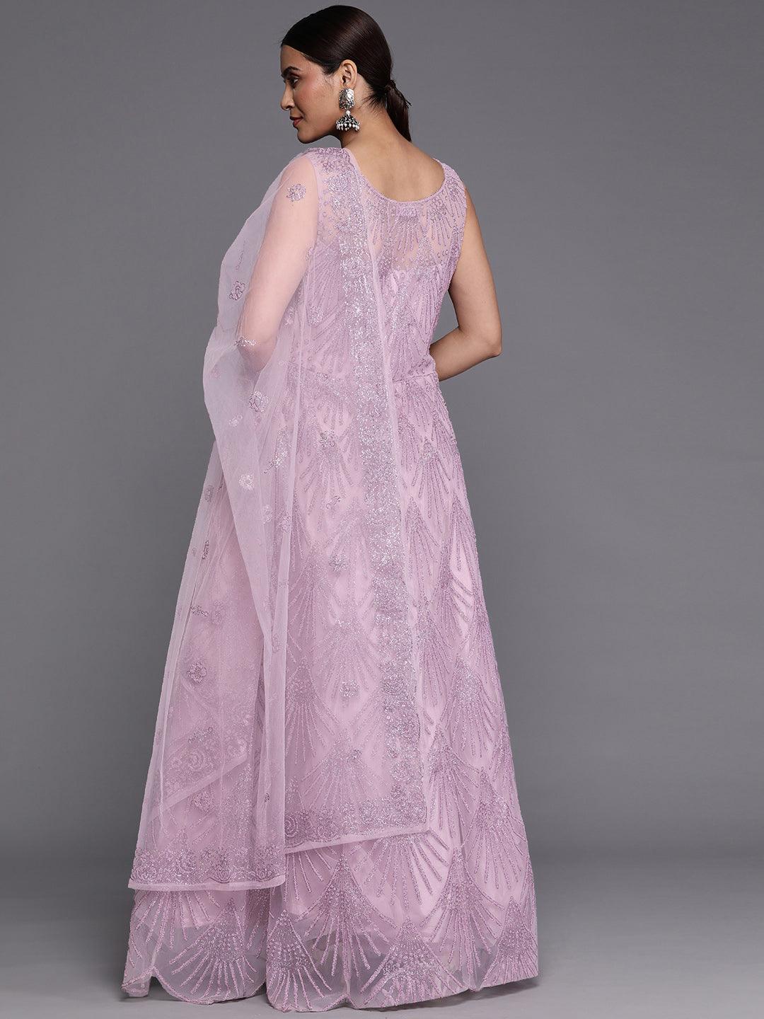 Libas Art Mauve Embellished Net Gown Dress - ShopLibas