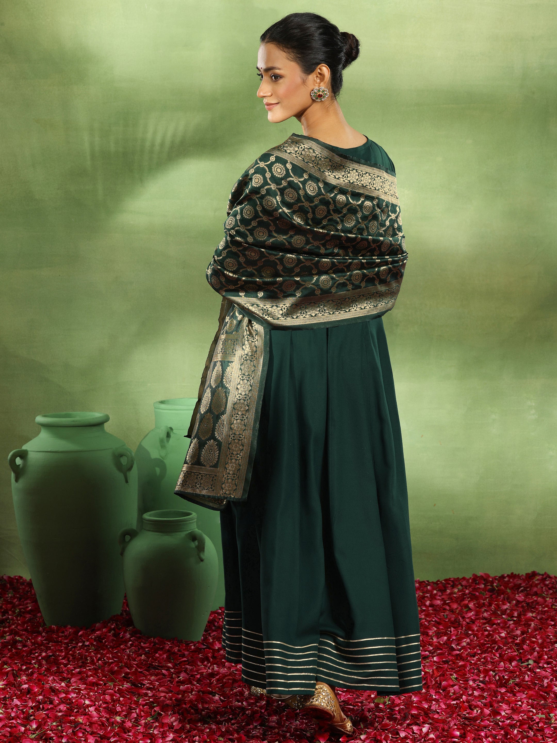 Green Yoke Design Rayon Anarkali Suit With Dupatta