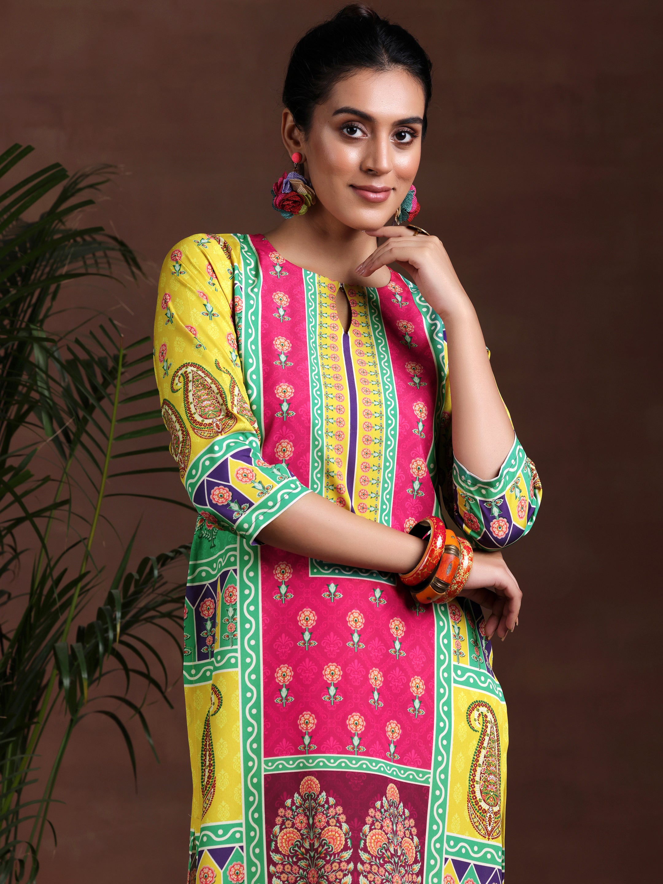 Multi Printed Poly Crepe Straight Suit With Dupatta