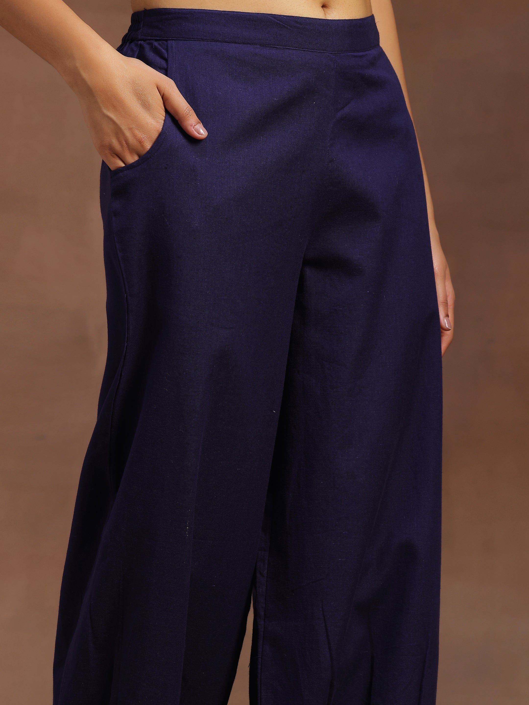 Navy Blue Solid Cotton Salwar