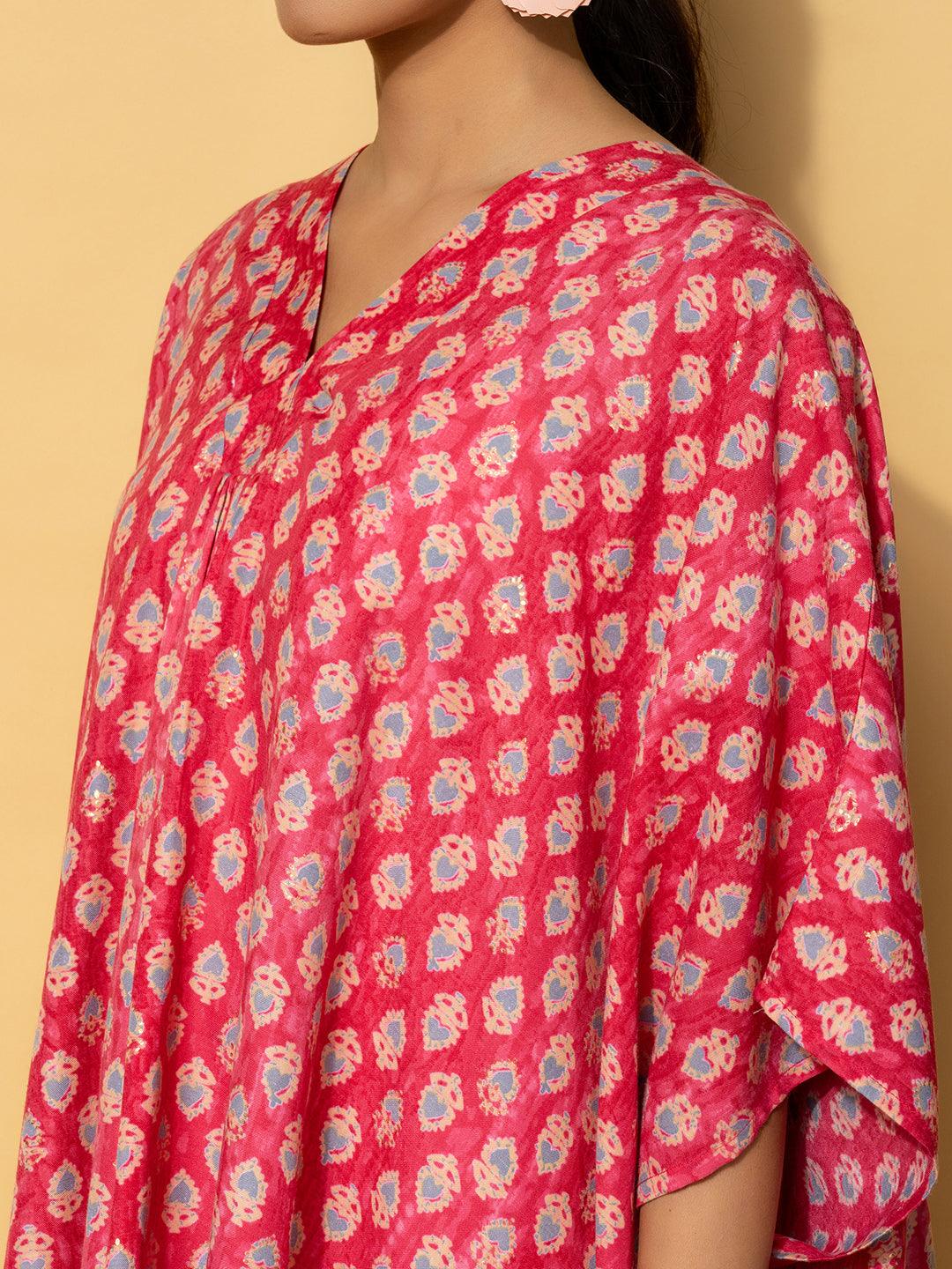 Pink Printed Rayon Co-Ords