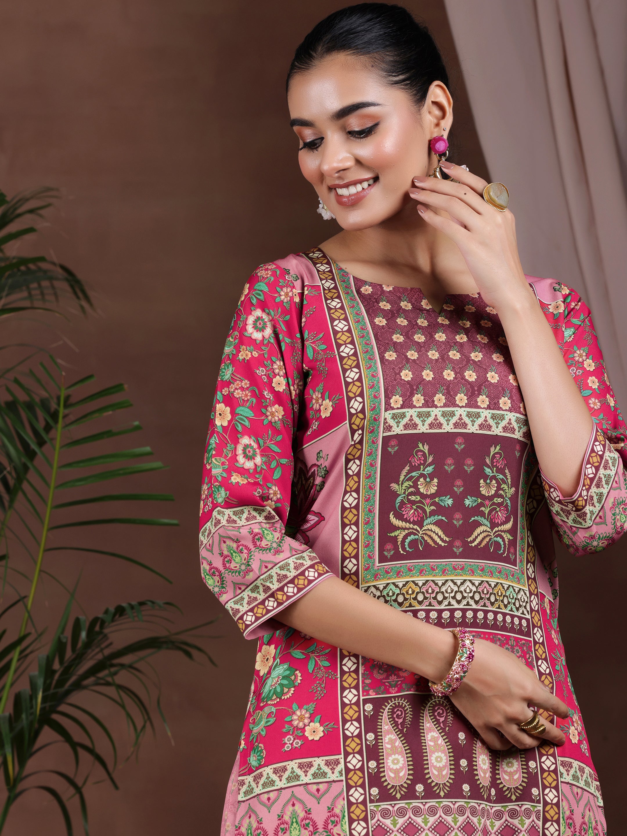 Multi Printed Poly Crepe Straight Suit With Dupatta