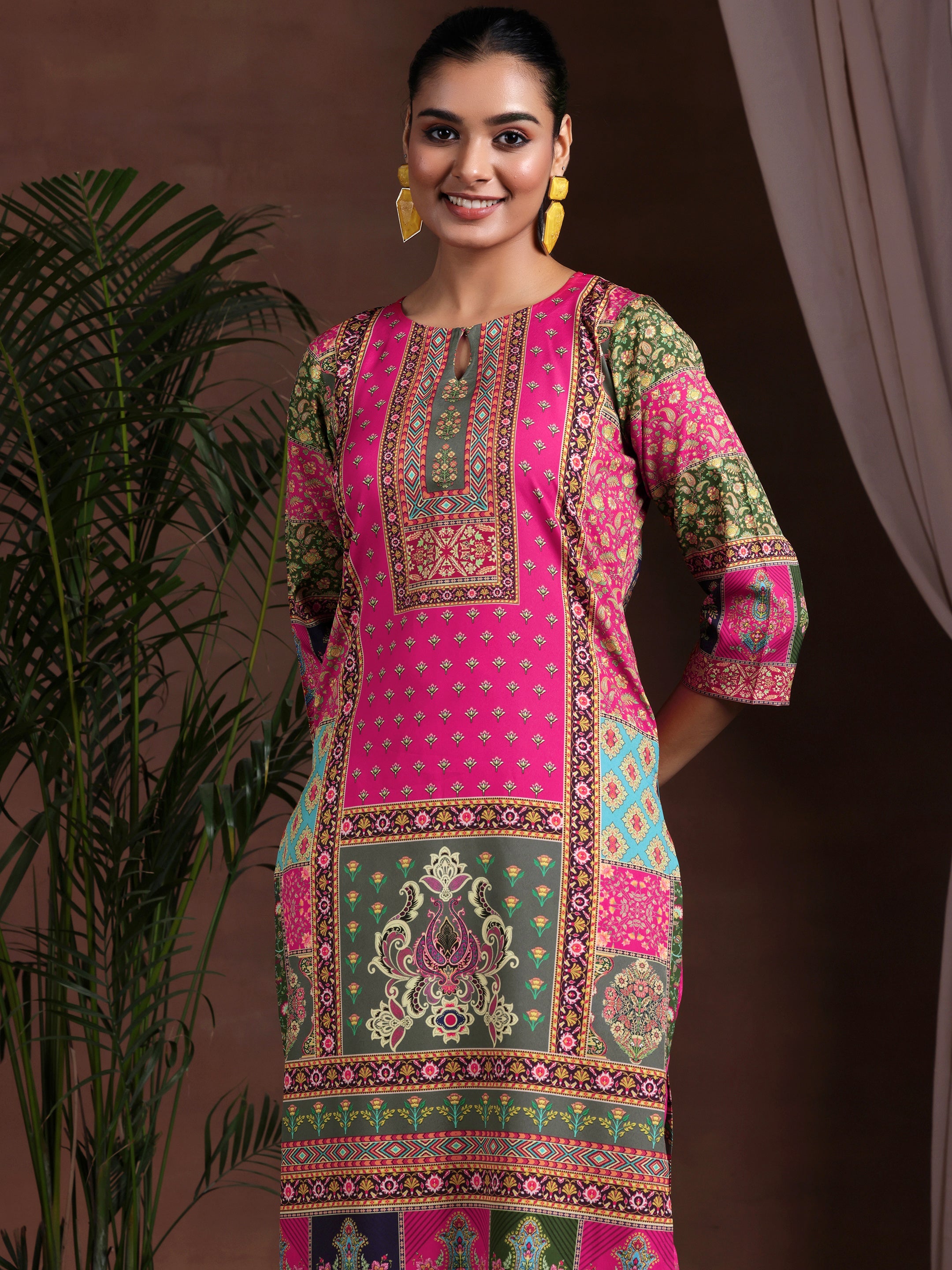 Multi Printed Poly Crepe Straight Suit With Dupatta