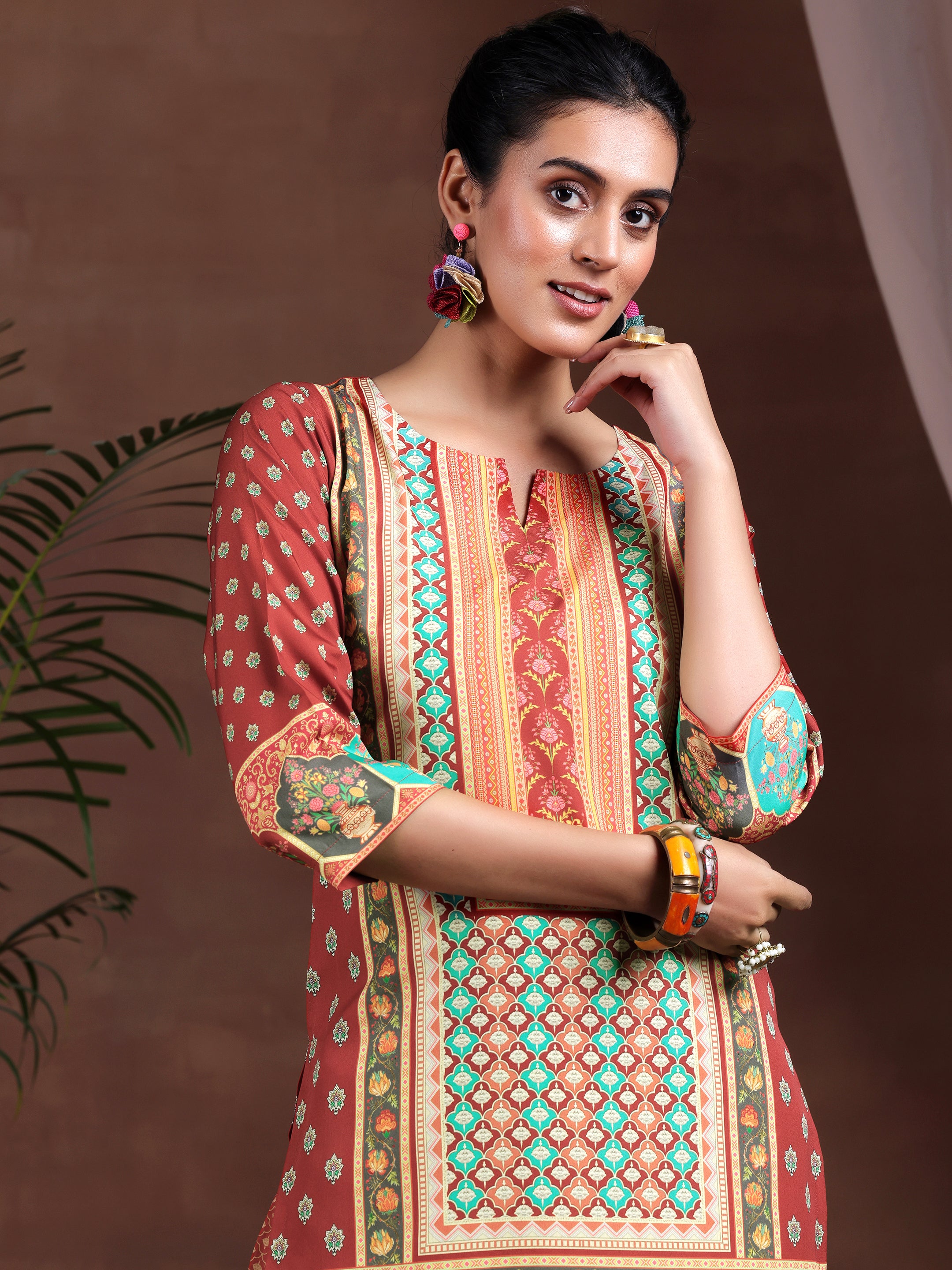 Multi Printed Poly Crepe Straight Suit With Dupatta