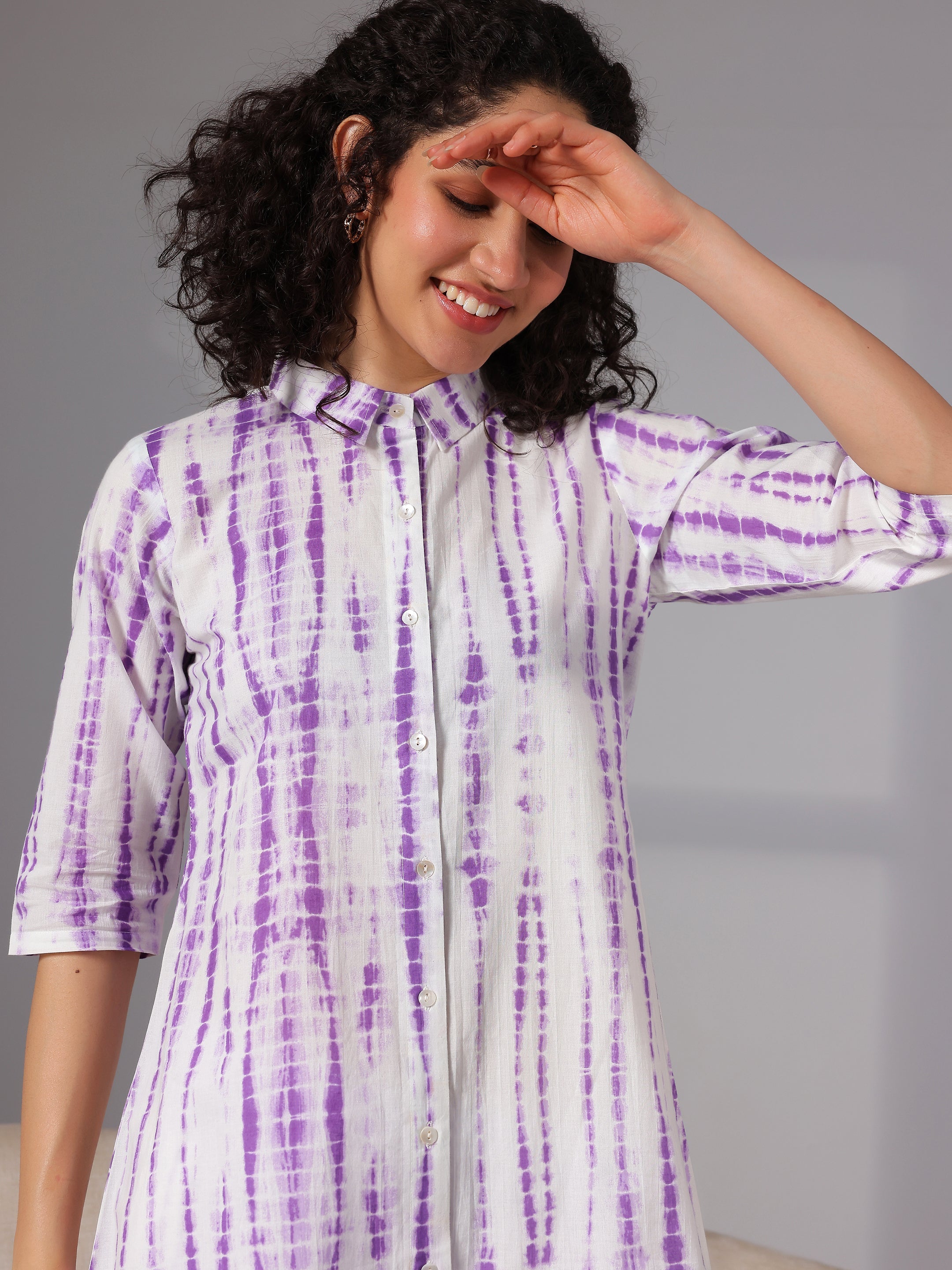 Purple Printed Cotton Night Suits