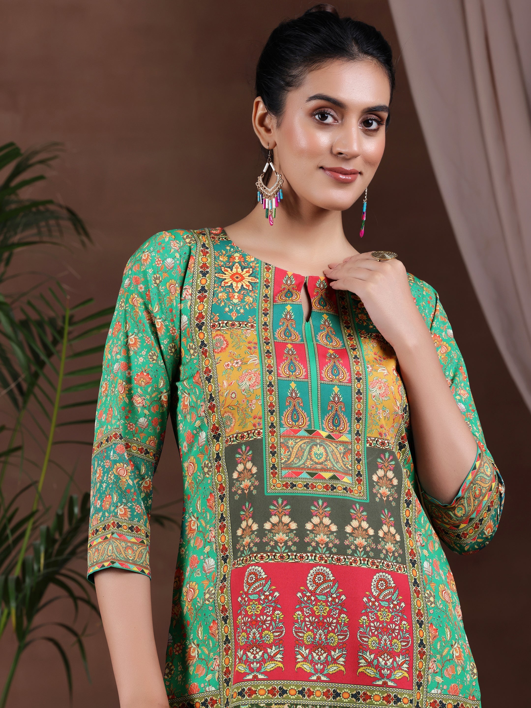 Multi Printed Poly Crepe Straight Suit With Dupatta