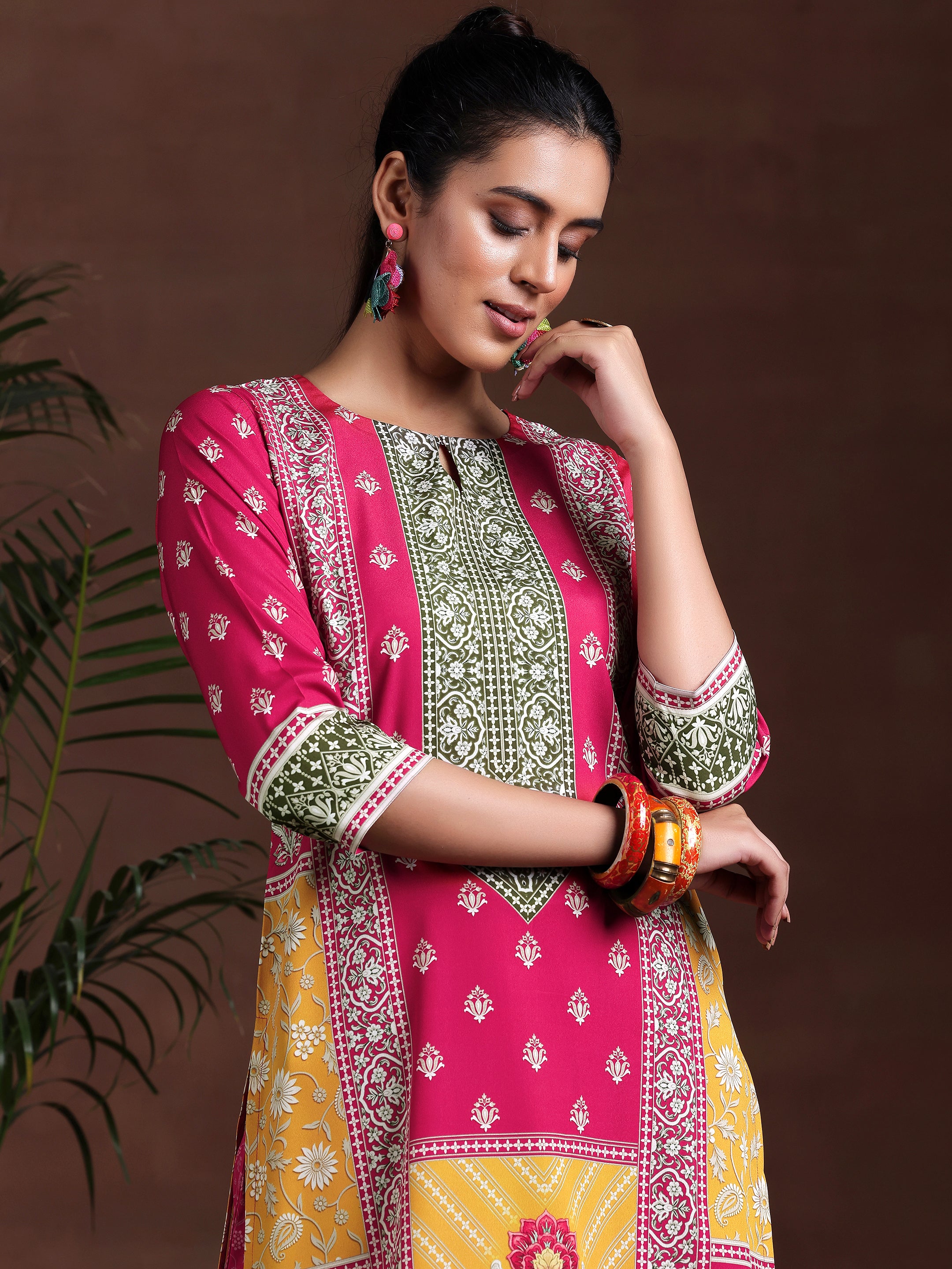 Multi Printed Poly Crepe Straight Suit With Dupatta