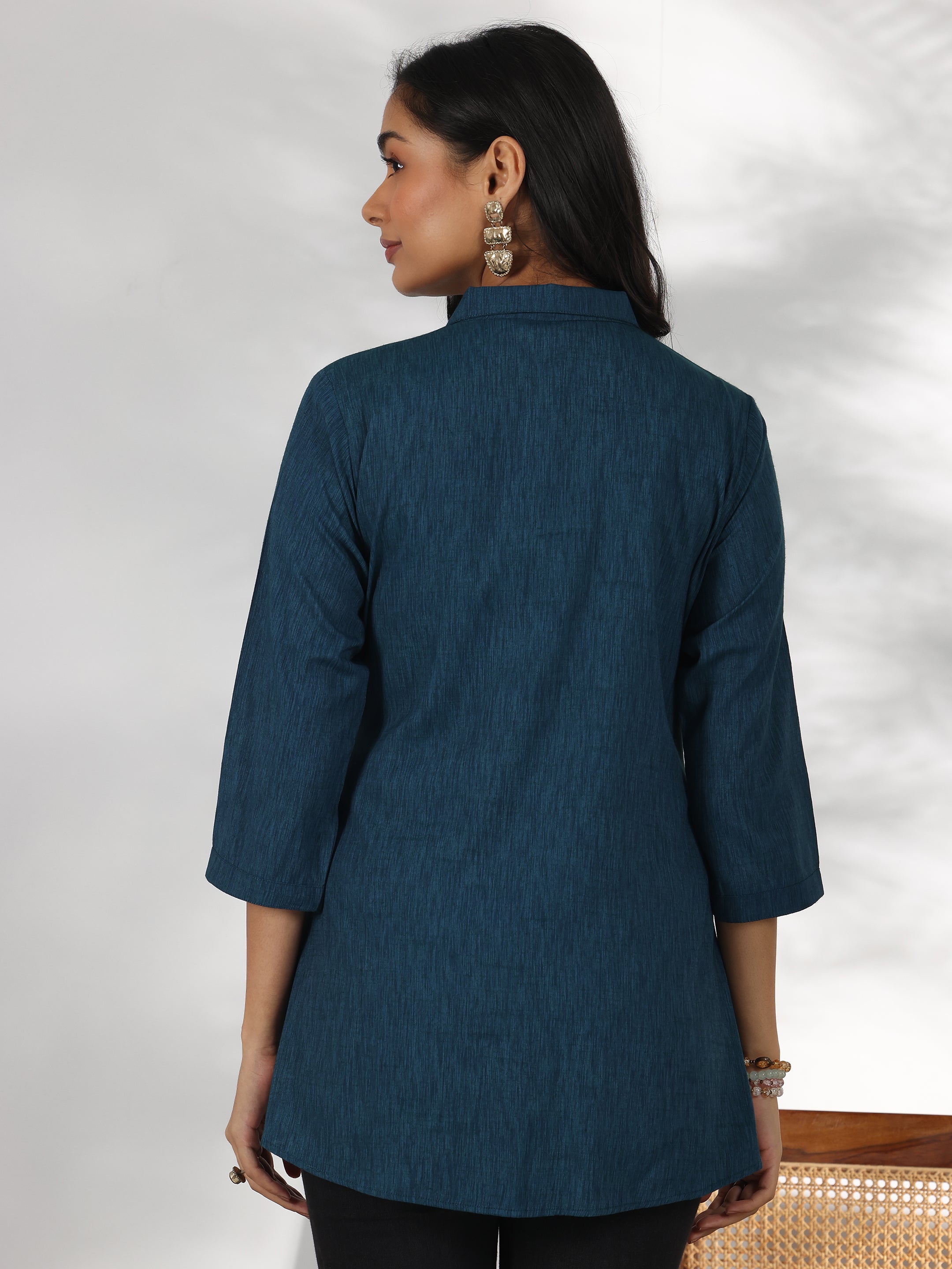 Green Solid Rayon Straight Tunic