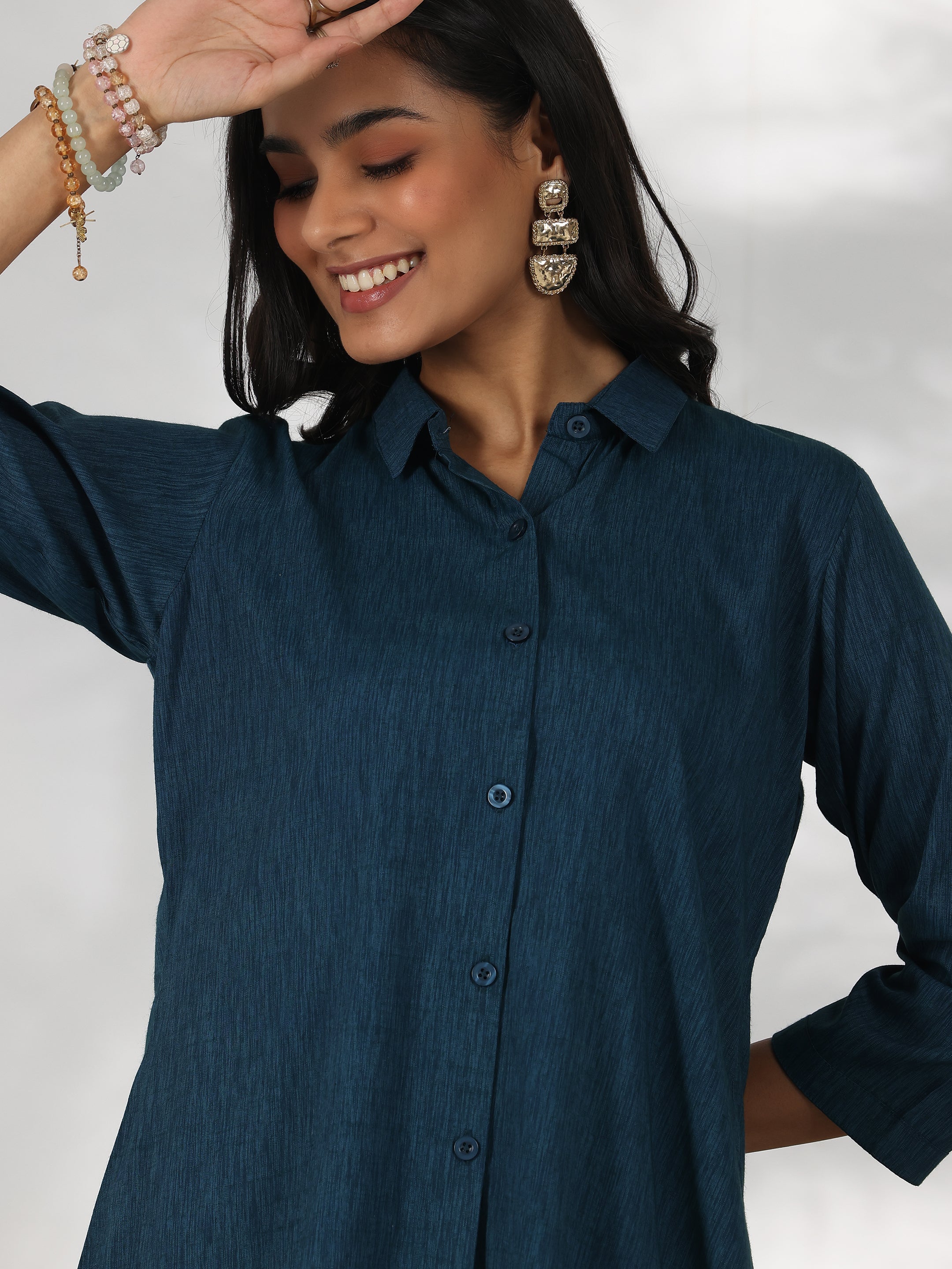 Green Solid Rayon Straight Tunic