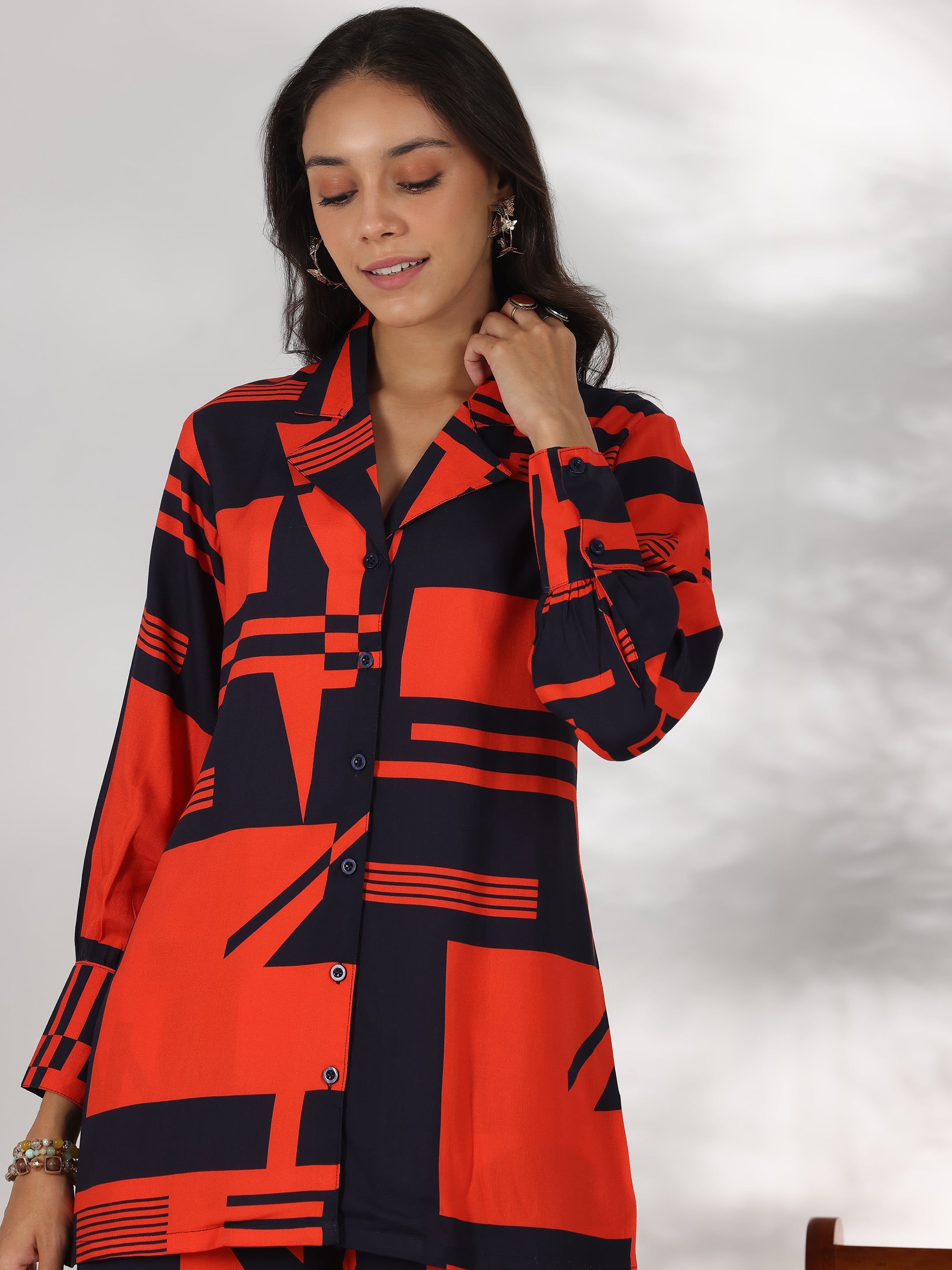 Red Printed Rayon Co-Ords