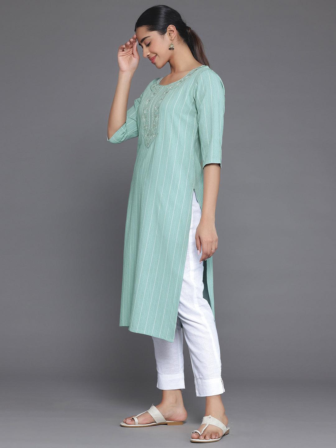 Green Yoke Design Rayon Straight Kurta