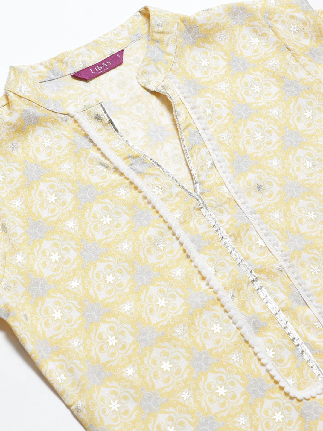 Yellow Printed Rayon Kurta Set