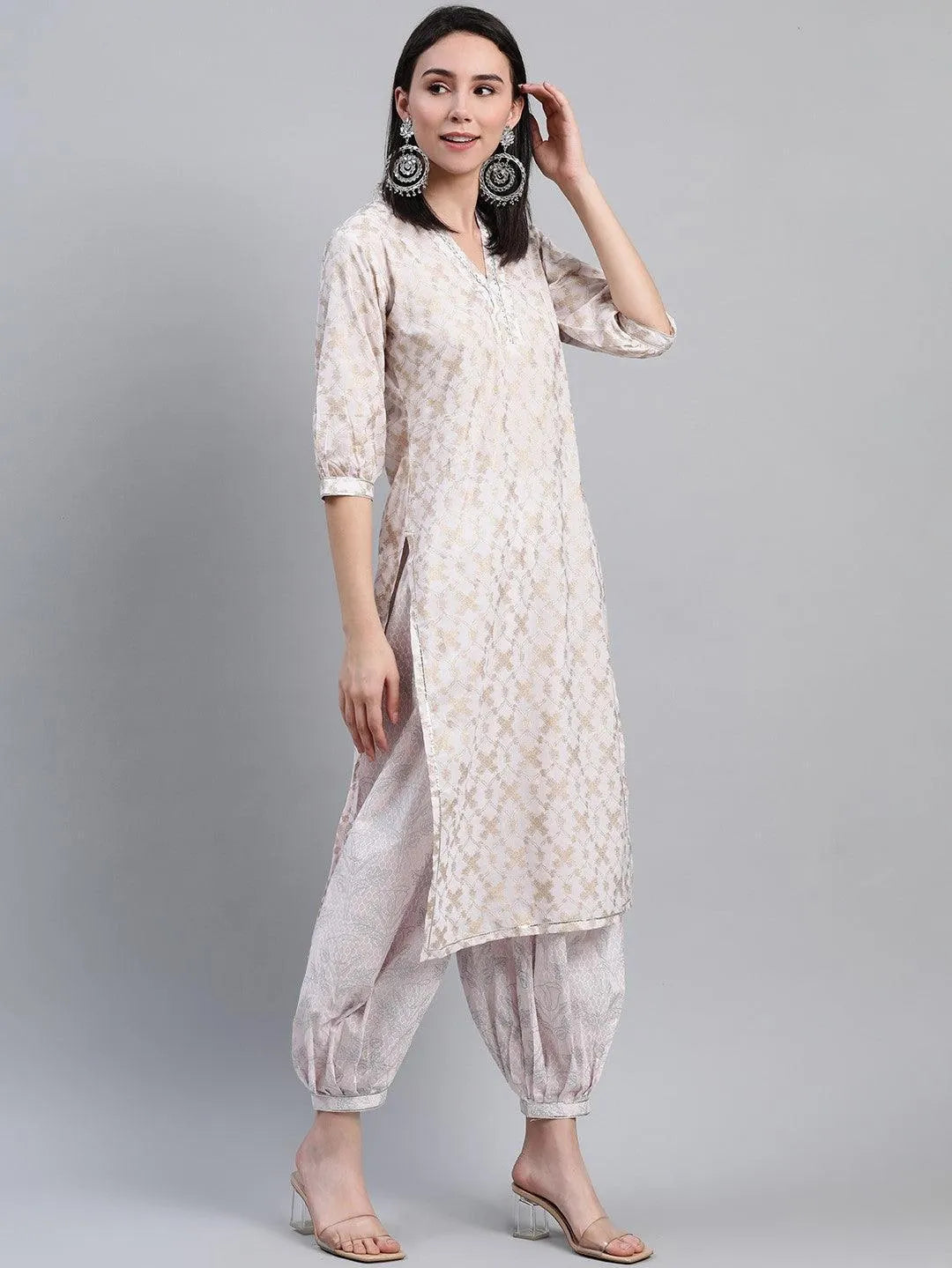 Pink Printed Cotton Kurta Set - ShopLibas