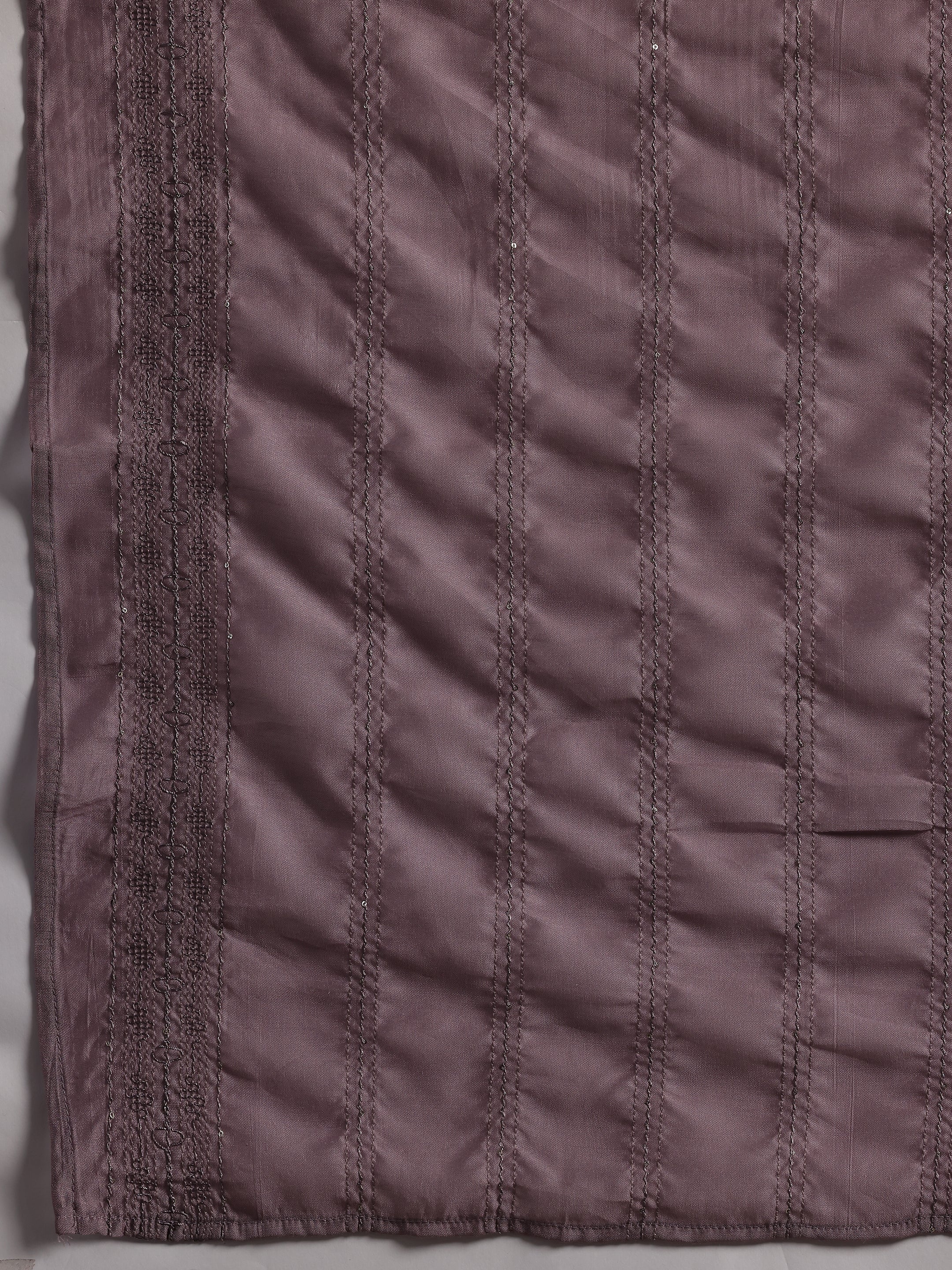 Mauve Self Design Silk Blend Straight Suit With Dupatta