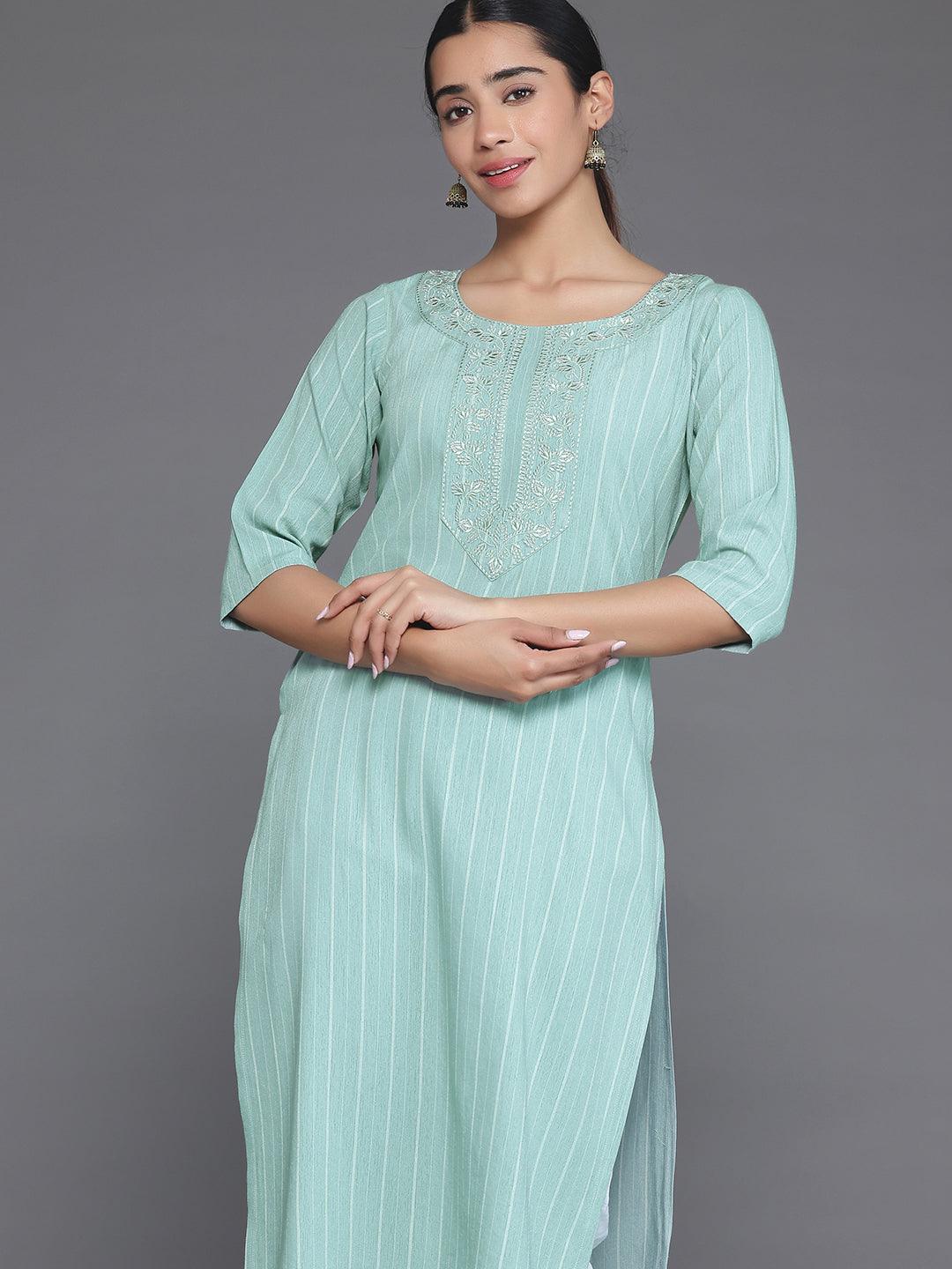 Green Yoke Design Rayon Straight Kurta