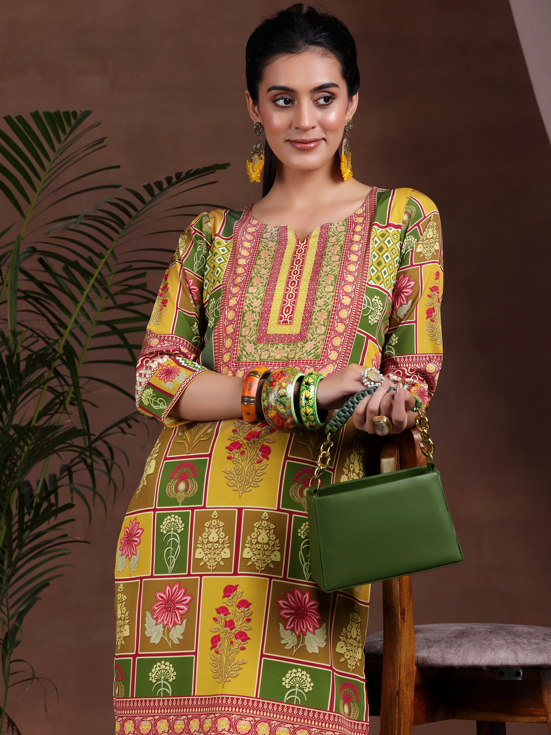 Multi Printed Poly Crepe Straight Suit With Dupatta