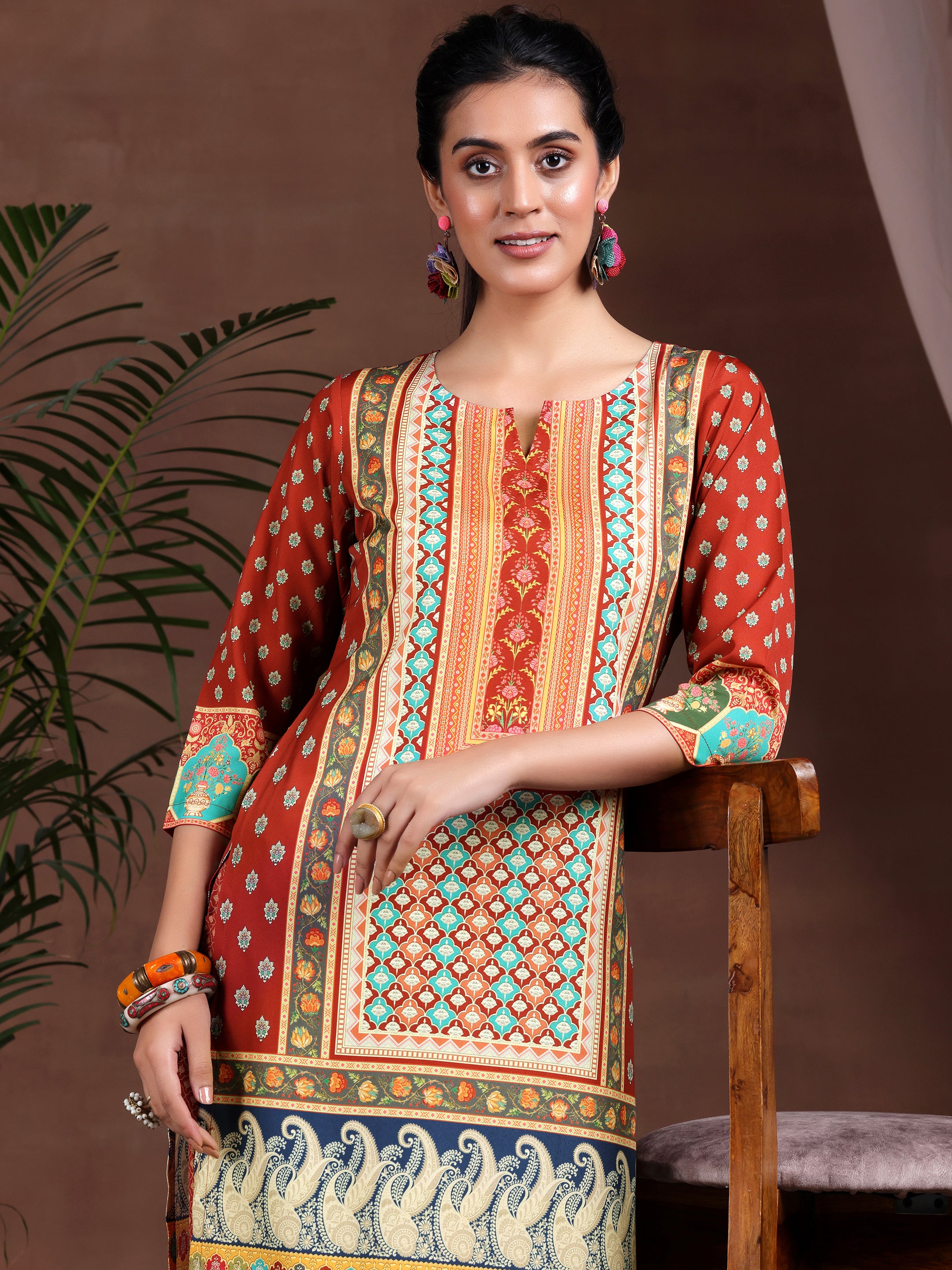 Multi Printed Poly Crepe Straight Suit With Dupatta