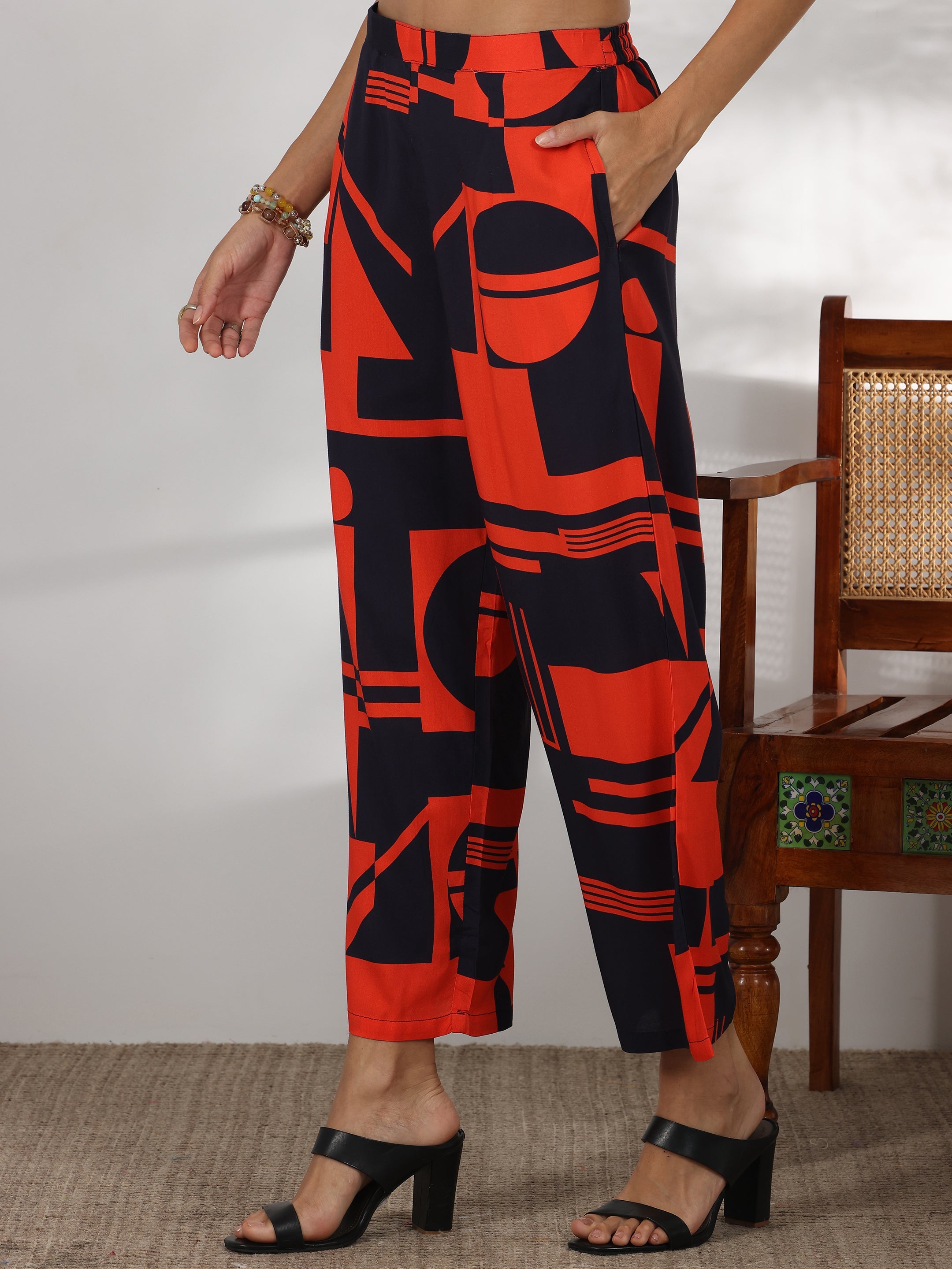 Red Printed Rayon Co-Ords