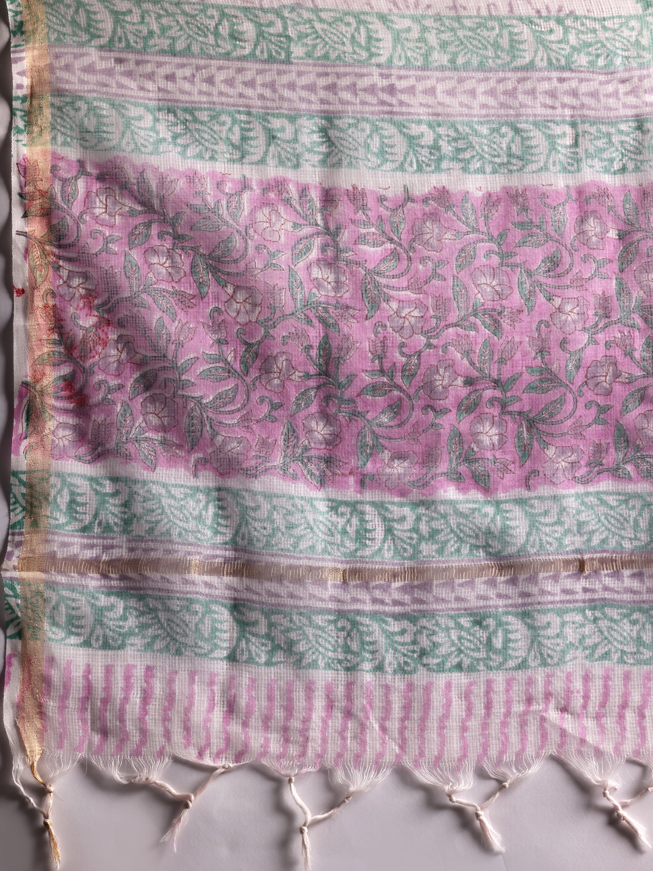 Pink Printed Cotton Straight Suit With Dupatta