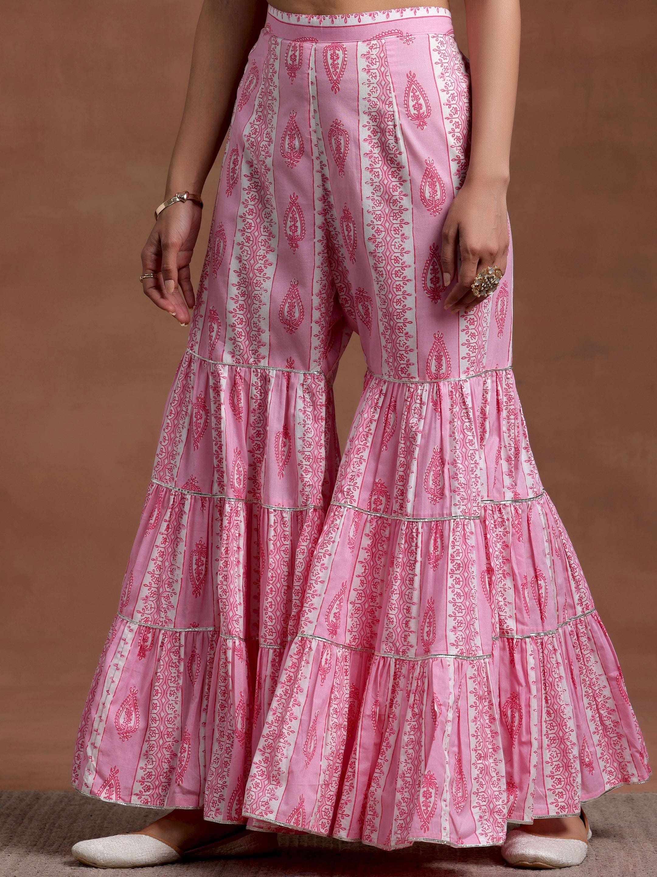 Pink Yoke Design Cotton Straight Suit With Dupatta