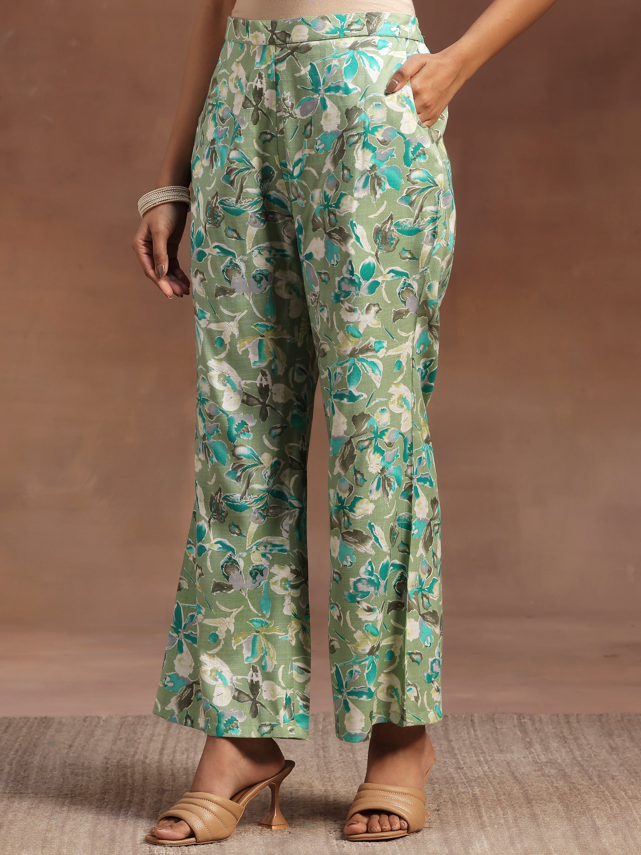 Green Printed Cotton Blend Co-Ords