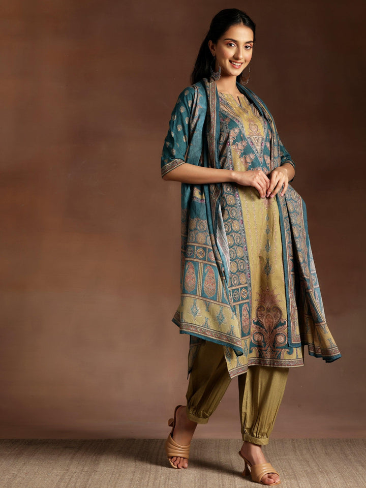 Nargis Multicoloured Printed Cotton Straight Kurta With Salwar & Dupatta - ShopLibas