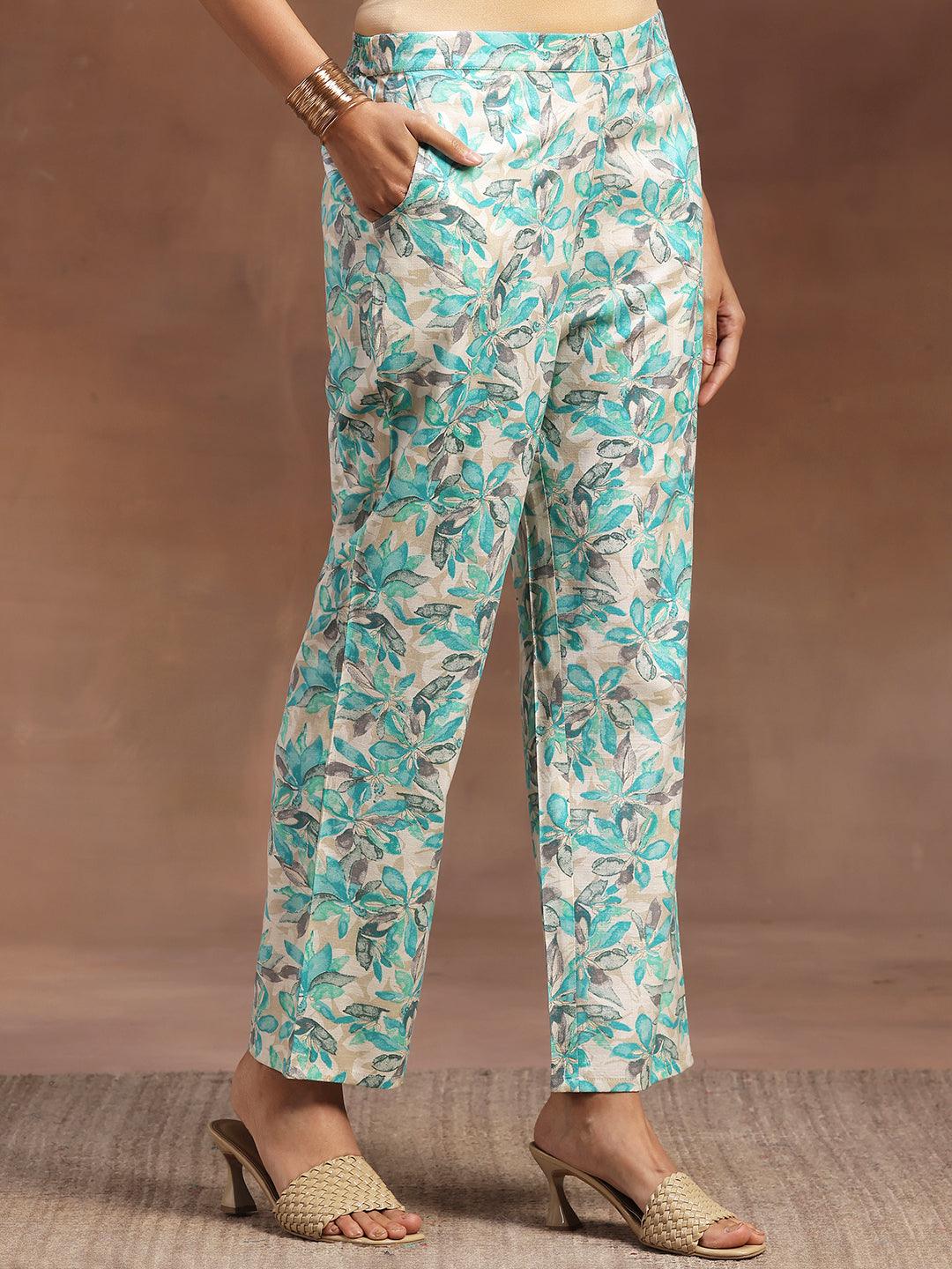 Turquoise Printed Cotton Blend Co-Ords