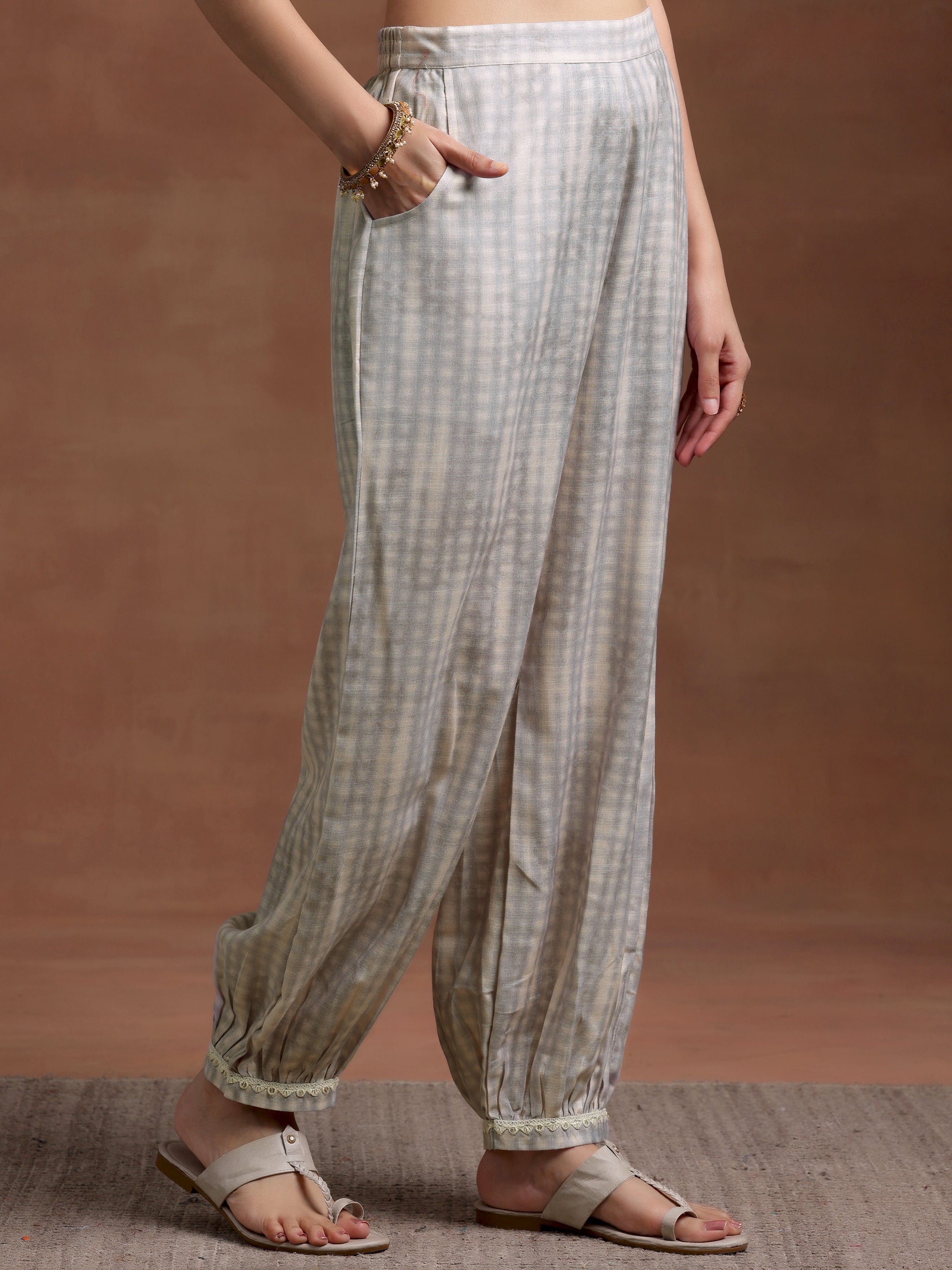 Grey Printed Cotton Straight Suit With Dupatta