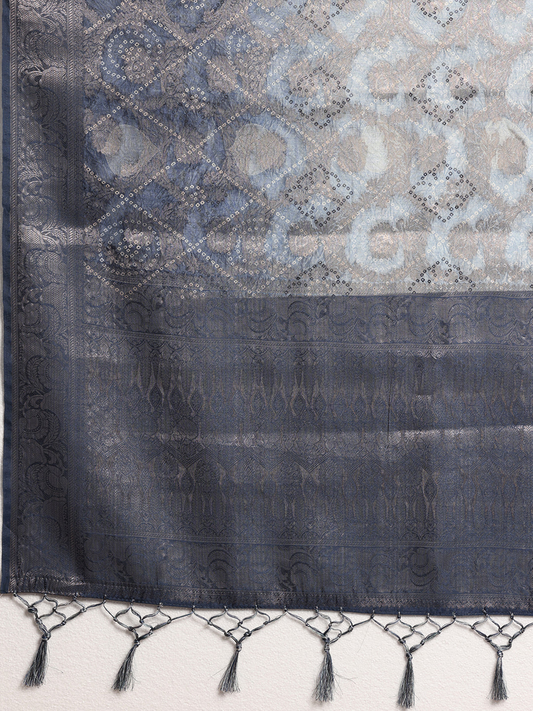 Blue Woven Design Brocade Saree With Unstitched Blouse Piece