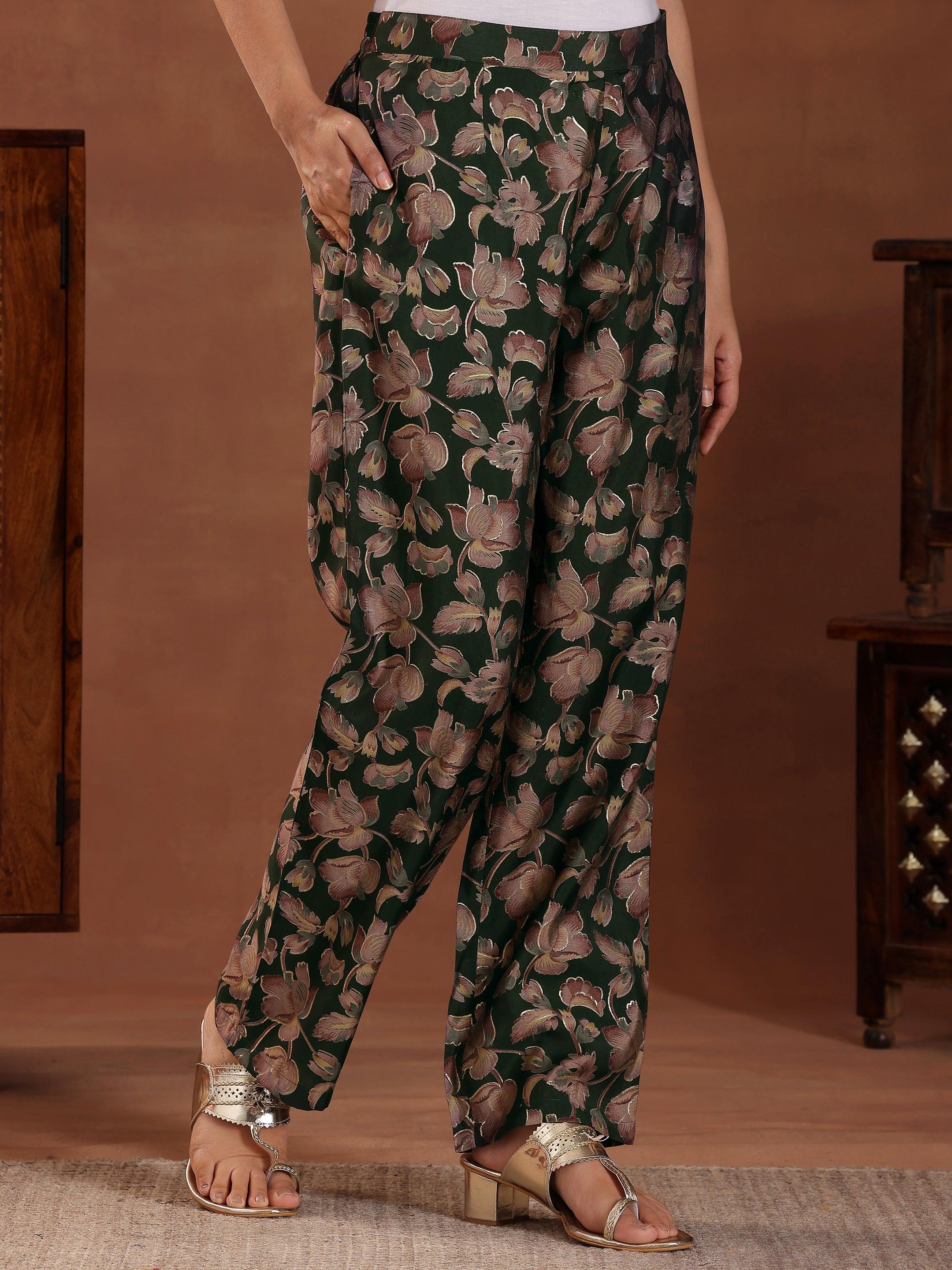 Green Printed Silk Blend Co-Ords