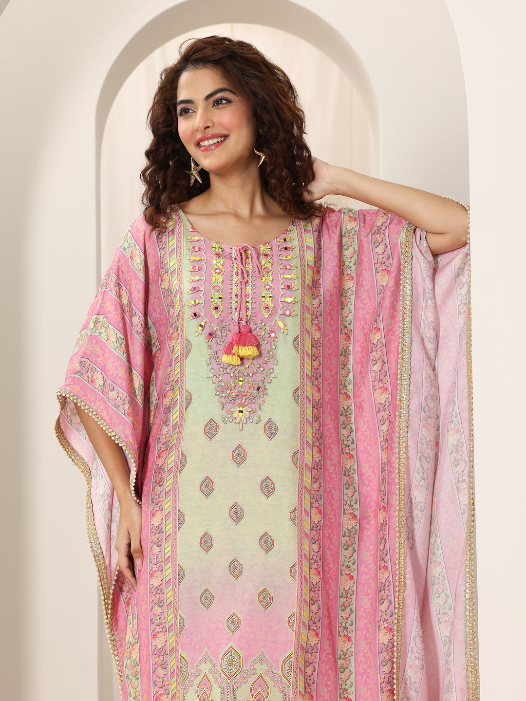 Multi Printed Silk Blend A-Line Kurta Set