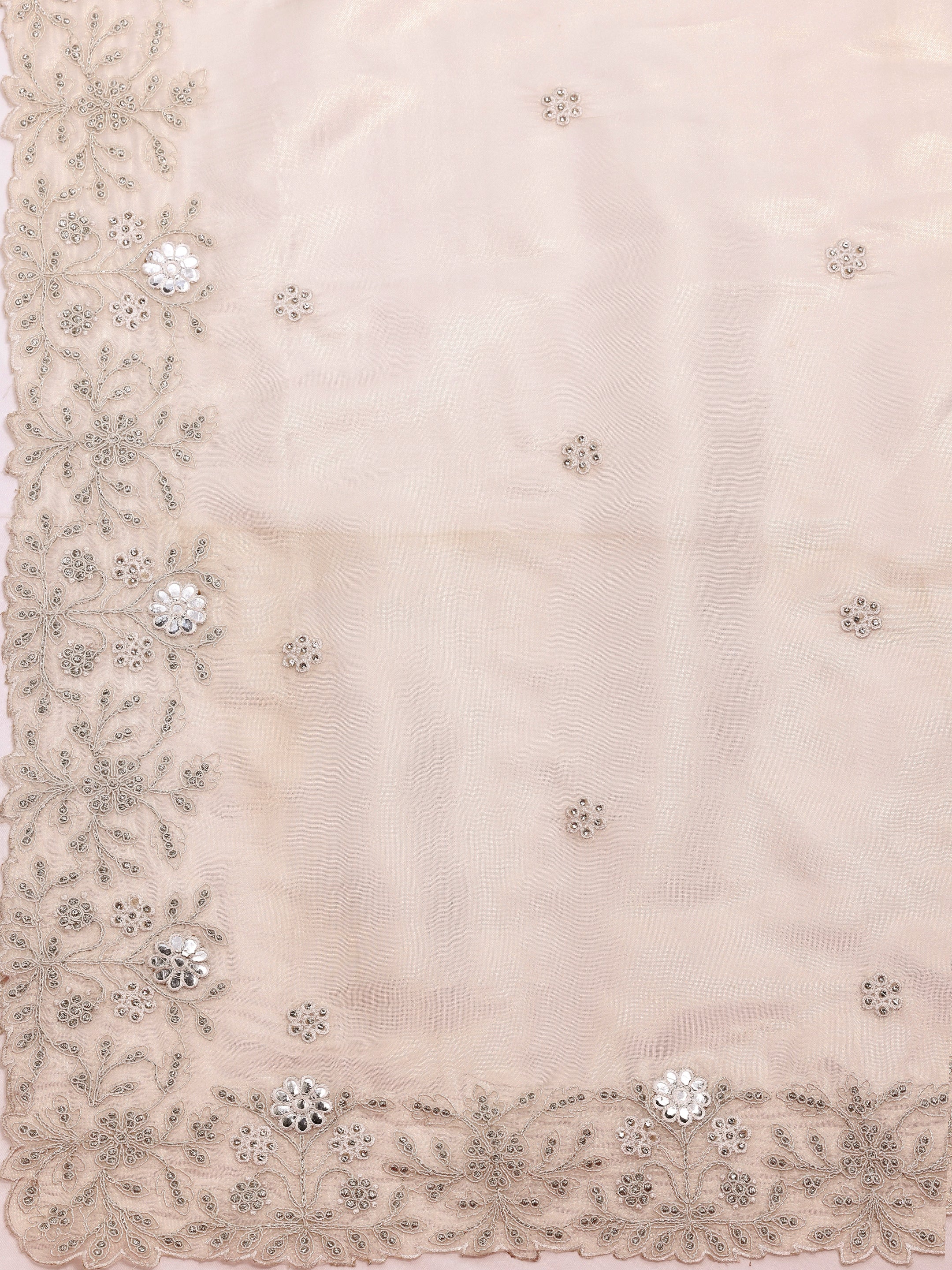 Libas Art Off White Embroidered Silk Blend Saree With Unstitched Blouse Piece