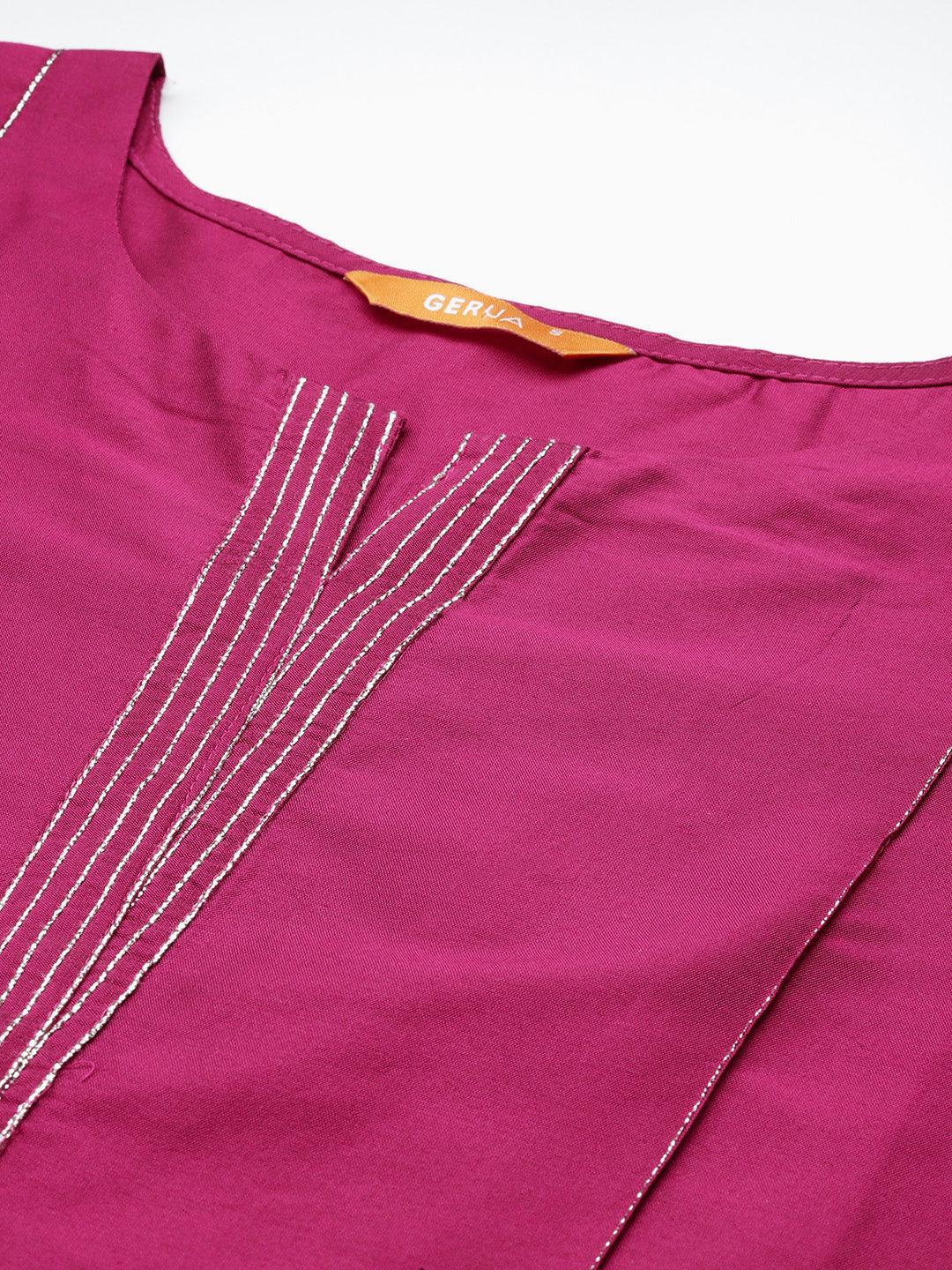 Pink Solid Silk Blend Straight Kurta With Trousers & Dupatta - ShopLibas