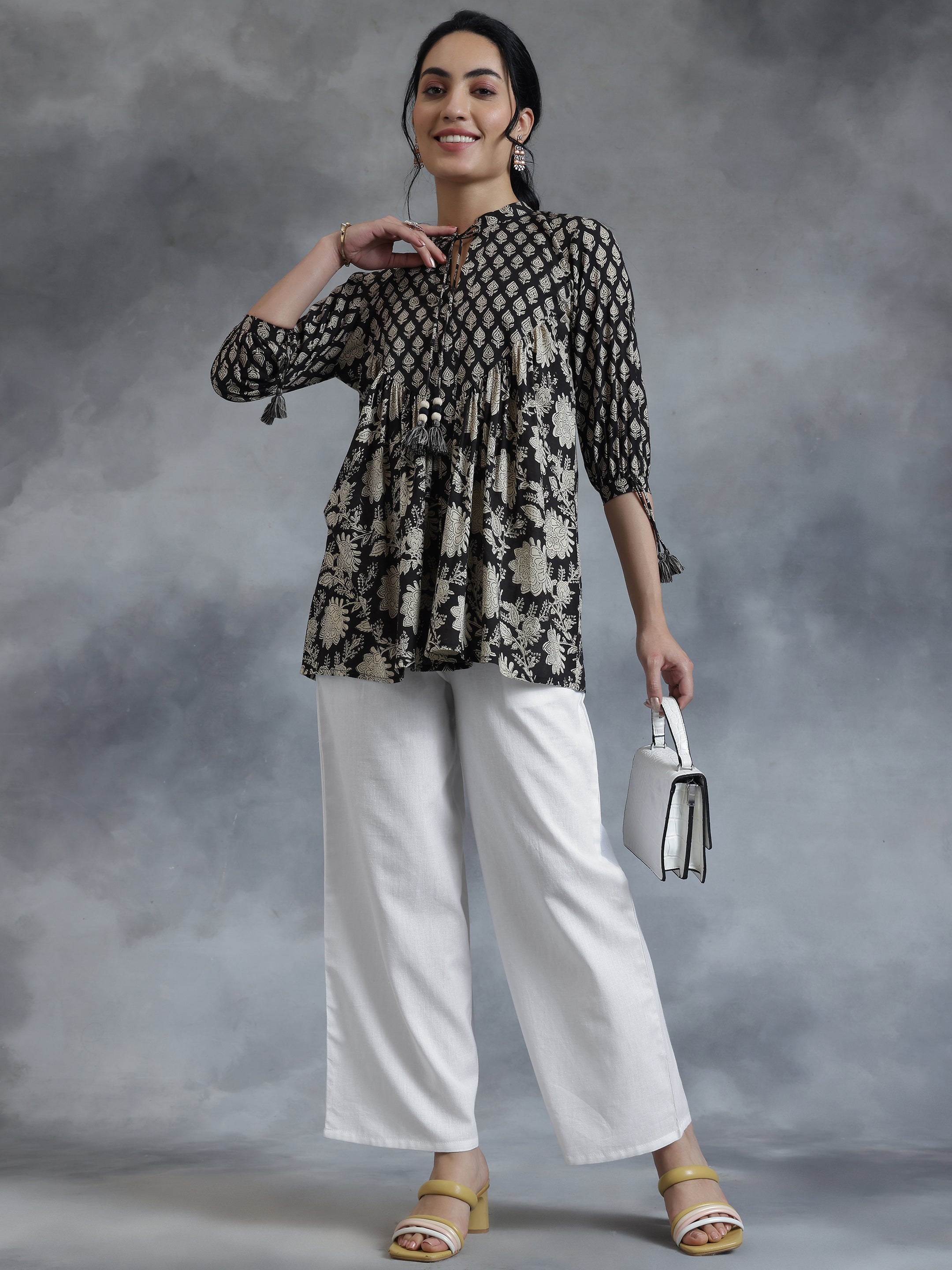 White Solid Straight Fit Palazzos