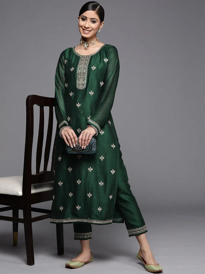 Green Yoke Design Silk Kurta - ShopLibas