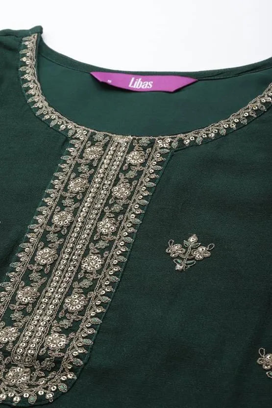 Green Yoke Design Silk Kurta - ShopLibas