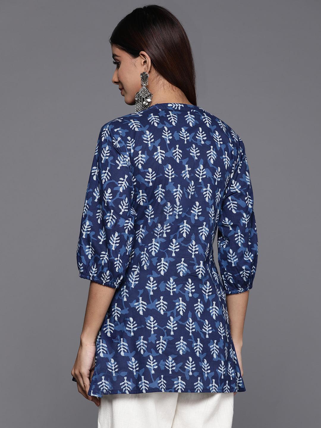 Indigo Printed Cotton A-Line Kurti