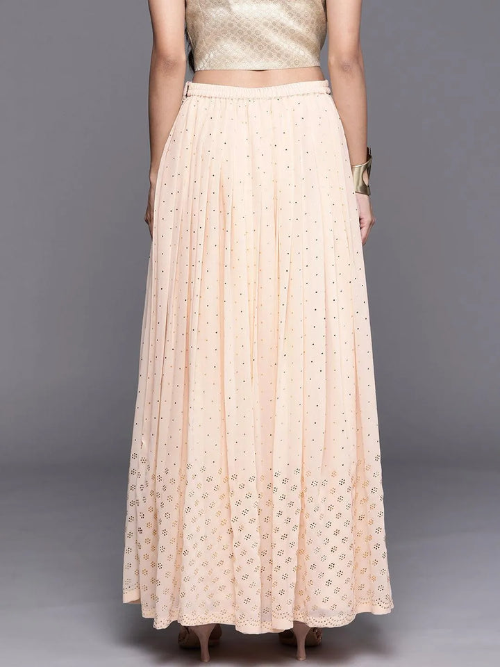 Peach Embellished Georgette Skirt - ShopLibas